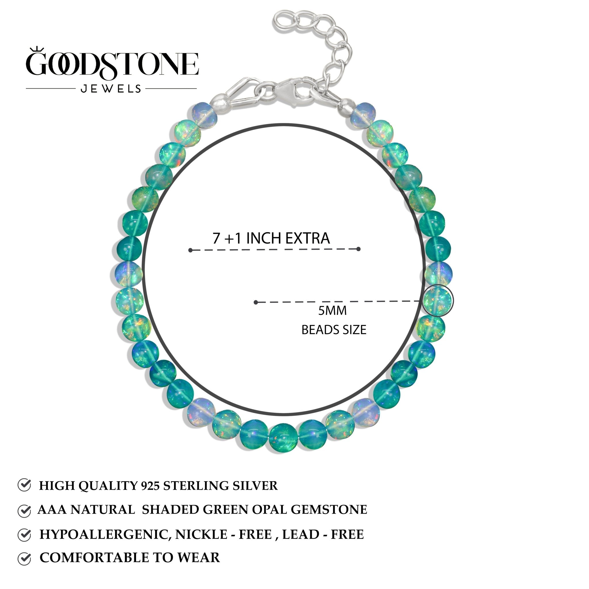 Genuine Green Opal Round Shaded Beads Bracelet for Women - Goodstone Jewels