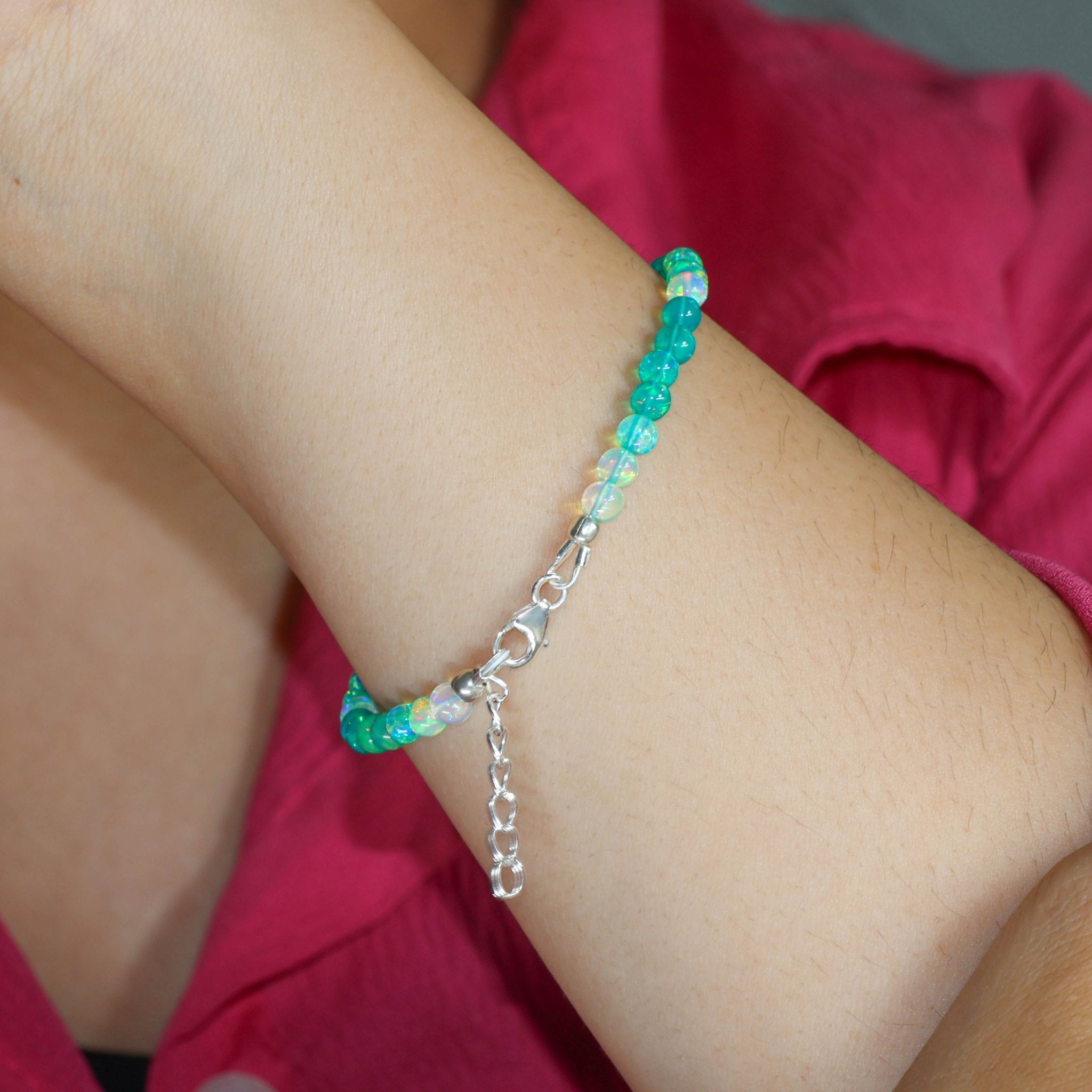 Genuine Green Opal Round Shaded Beads Bracelet for Women - Goodstone Jewels