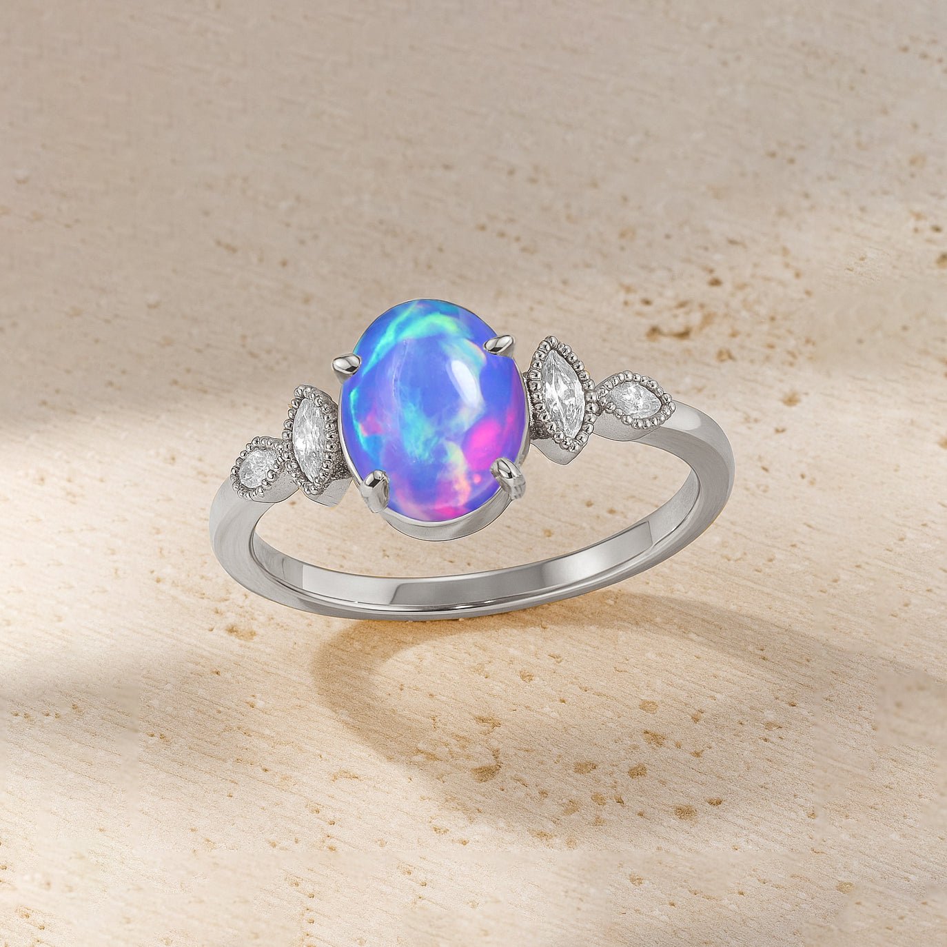 Genuine Lavender Opal Gemstone Statement Ring for Her - Goodstone Jewels