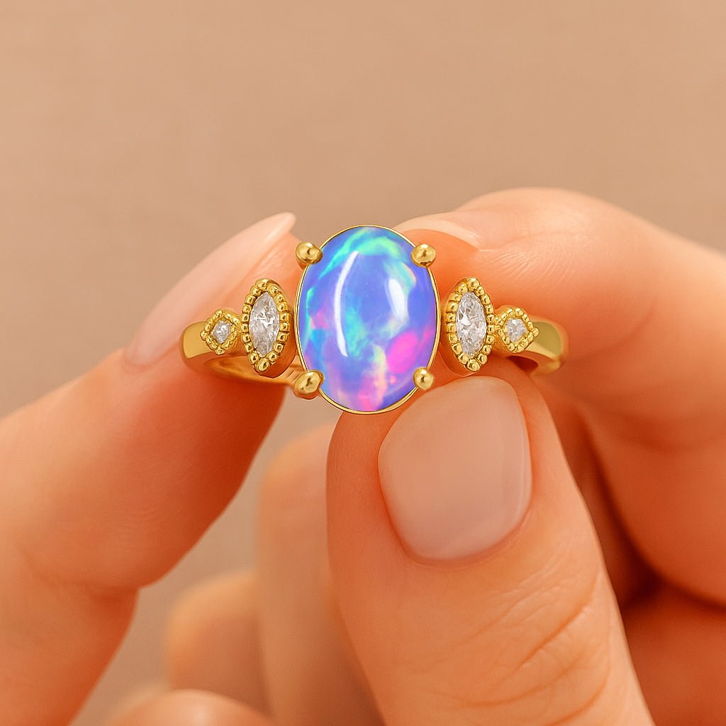 Genuine Lavender Opal Gemstone Statement Ring for Her - Goodstone Jewels