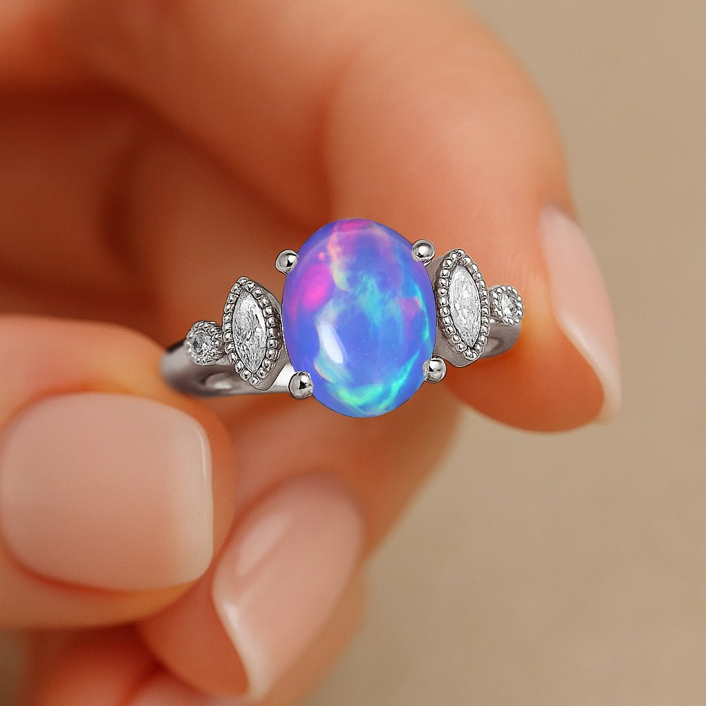 Genuine Lavender Opal Gemstone Statement Ring for Her - Goodstone Jewels