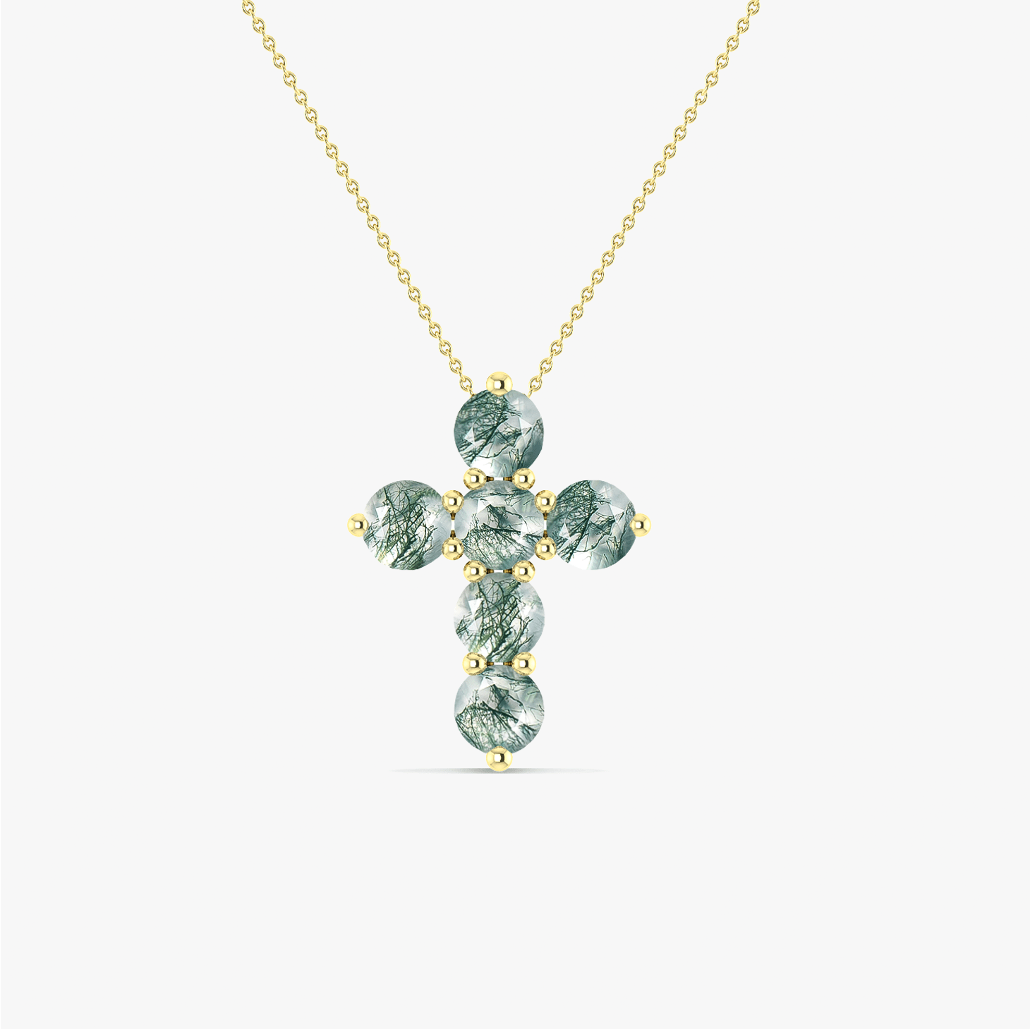 Genuine Moss Agate Cross Shape Pendant - Goodstone Jewels