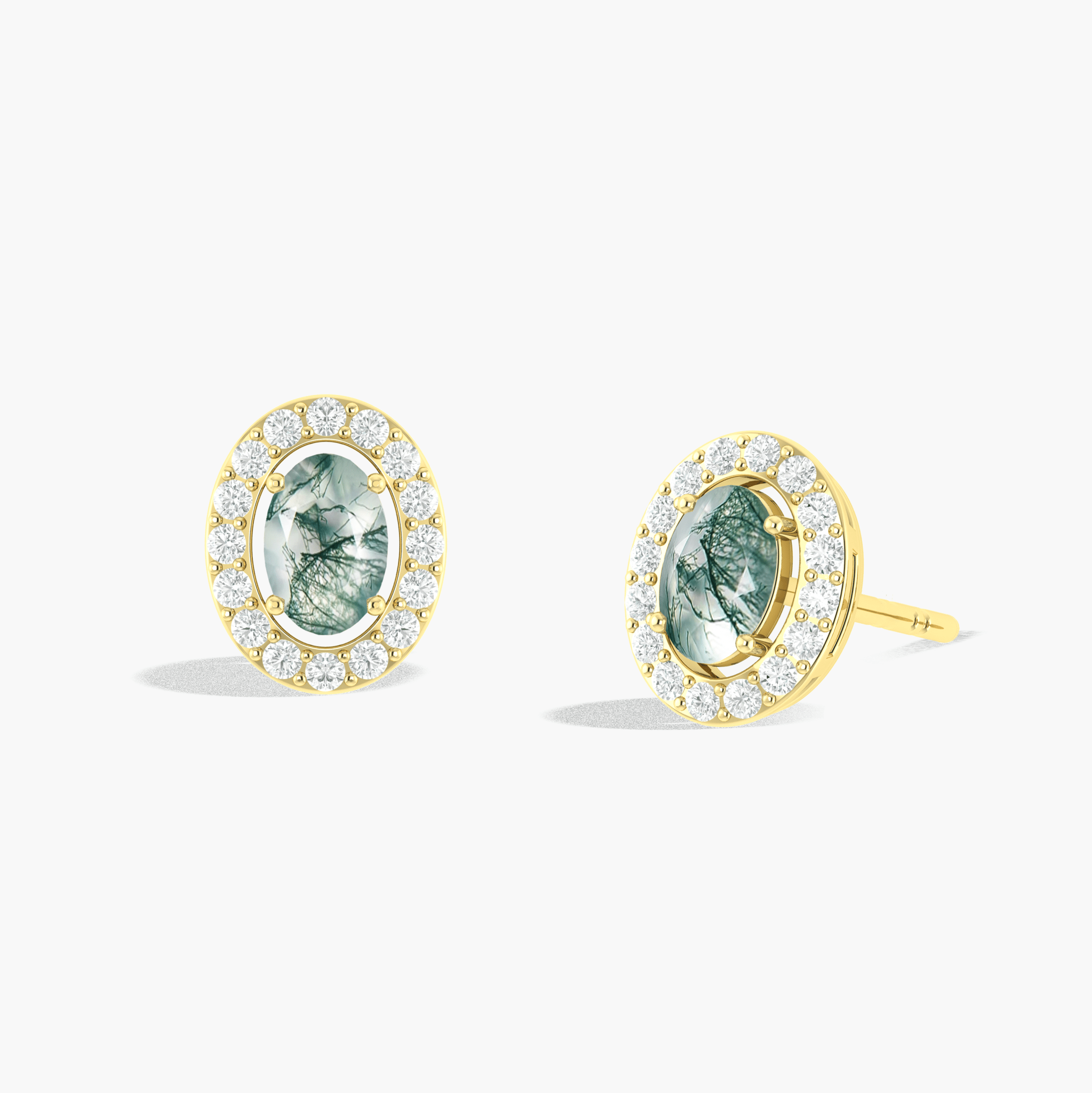 Genuine Moss Agate Oval Style Stud Earring - Goodstone Jewels