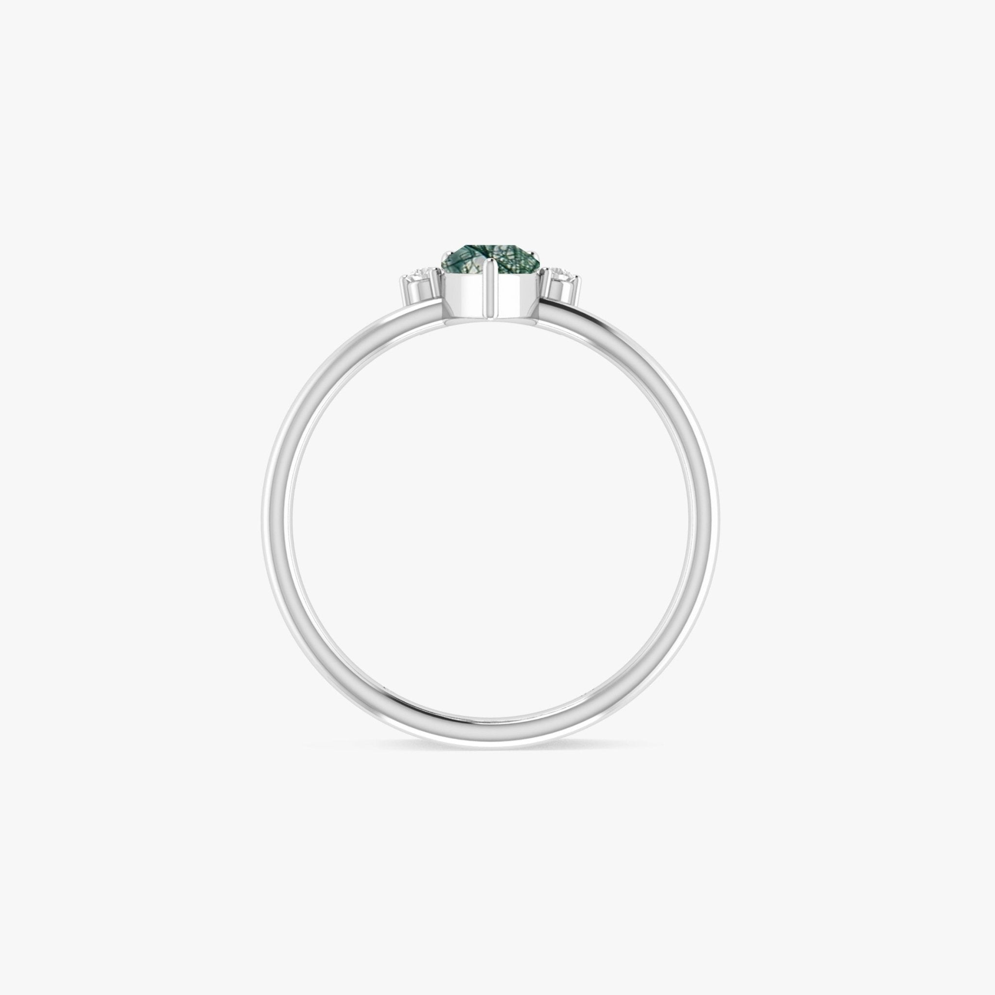Genuine Moss Agate Pear Gemstone Ring - Goodstone Jewels