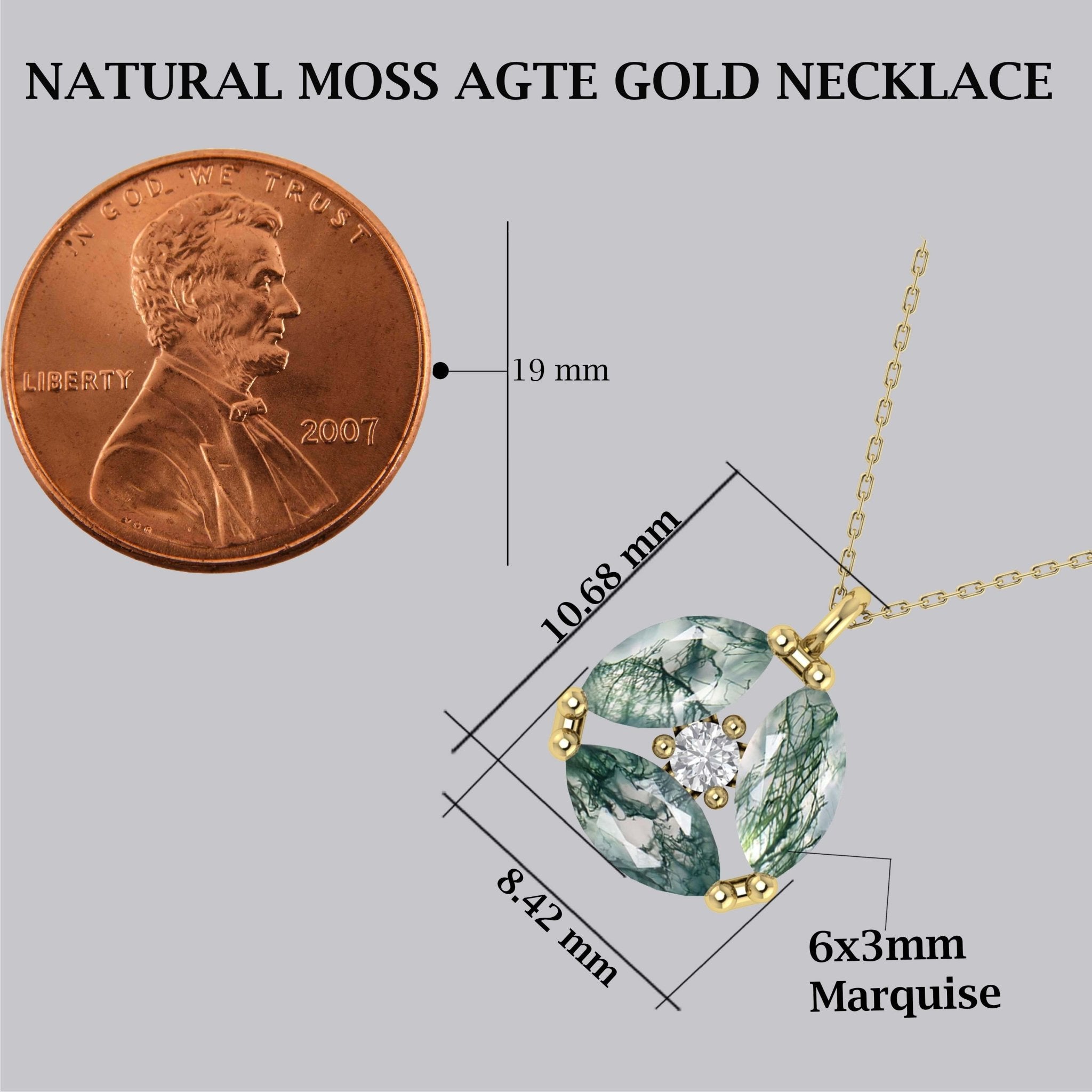 Genuine Moss Agate Three Stone Round Pendant - Goodstone Jewels