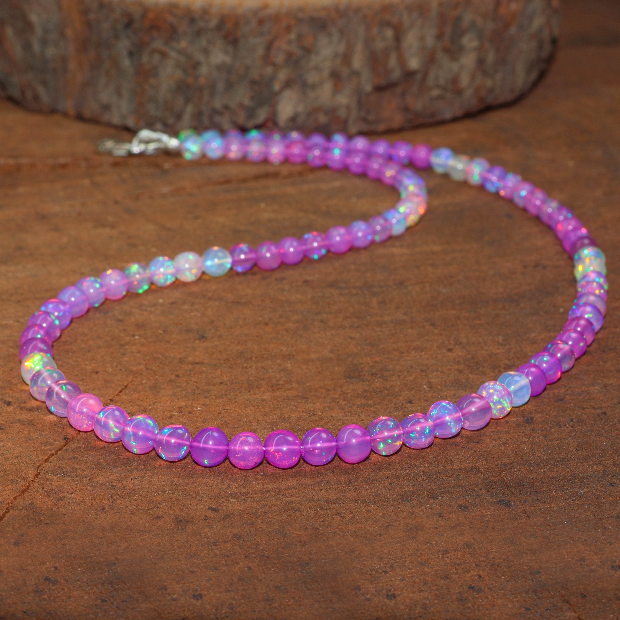 Genuine Purple Opal Round Gemstone Shaded Necklace - Goodstone Jewels
