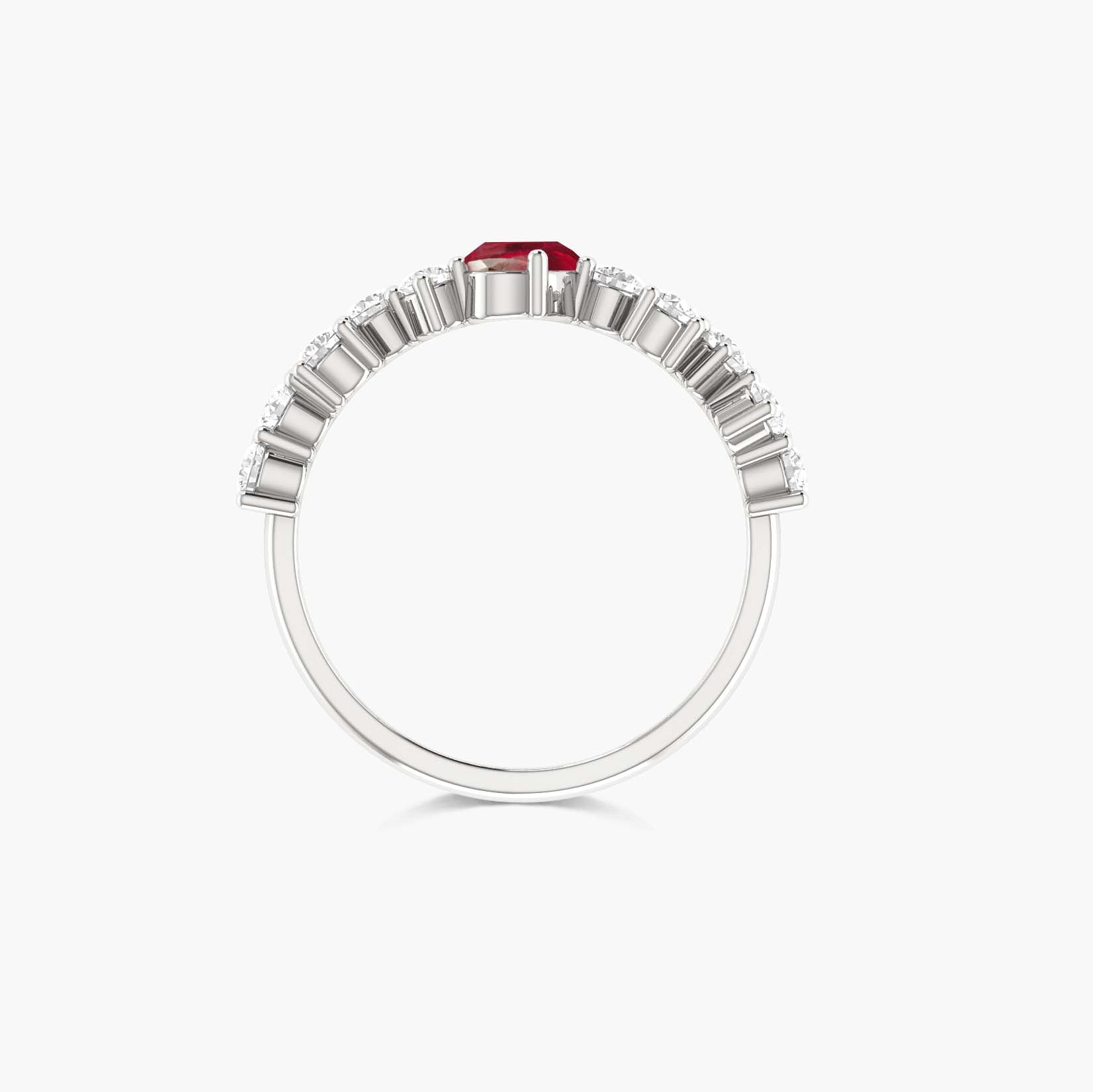 Genuine Red Rose Ruby with a small round Cubic Zircon ring - Goodstone Jewels