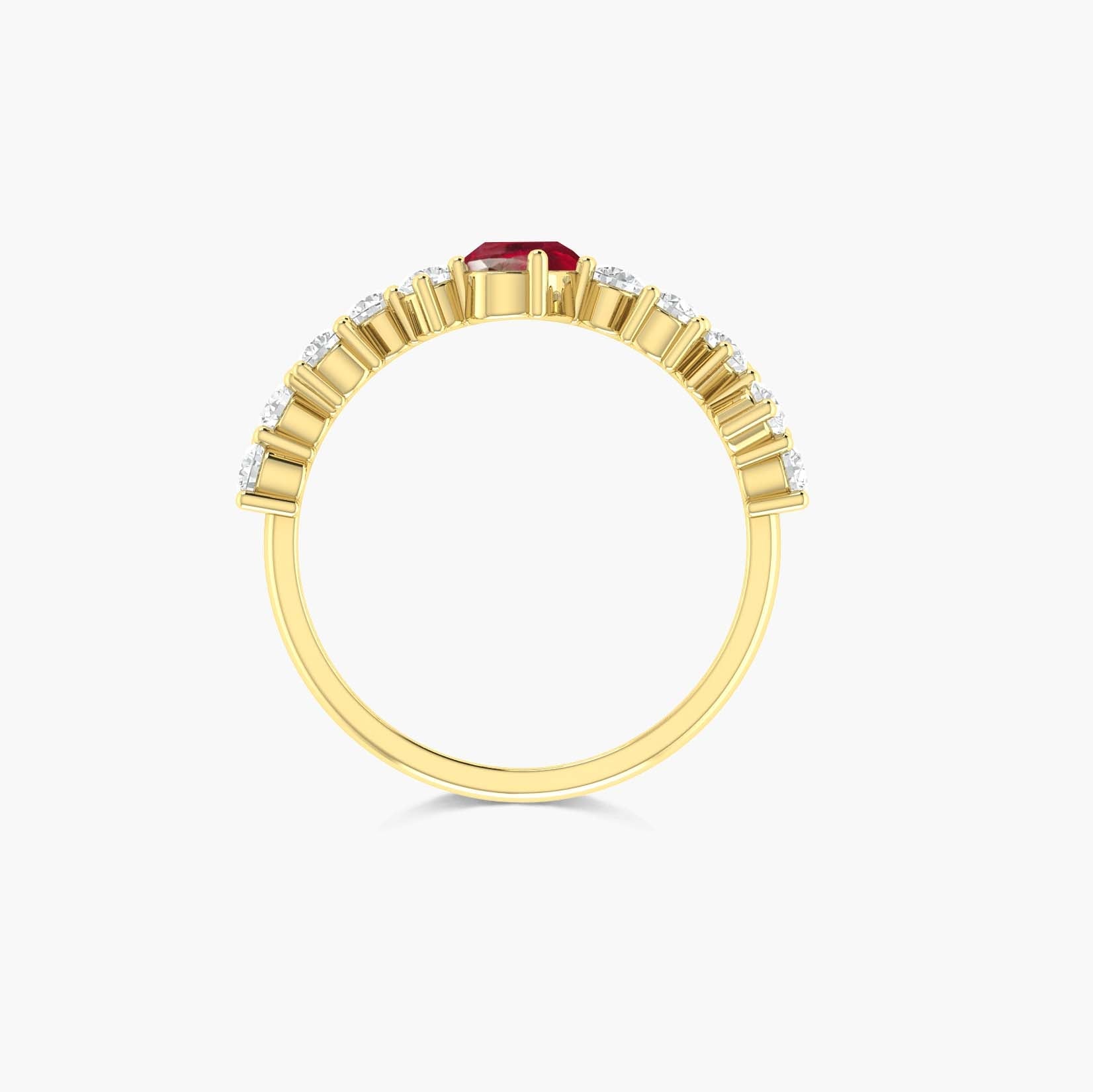 Genuine Red Rose Ruby with a small round Cubic Zircon ring - Goodstone Jewels