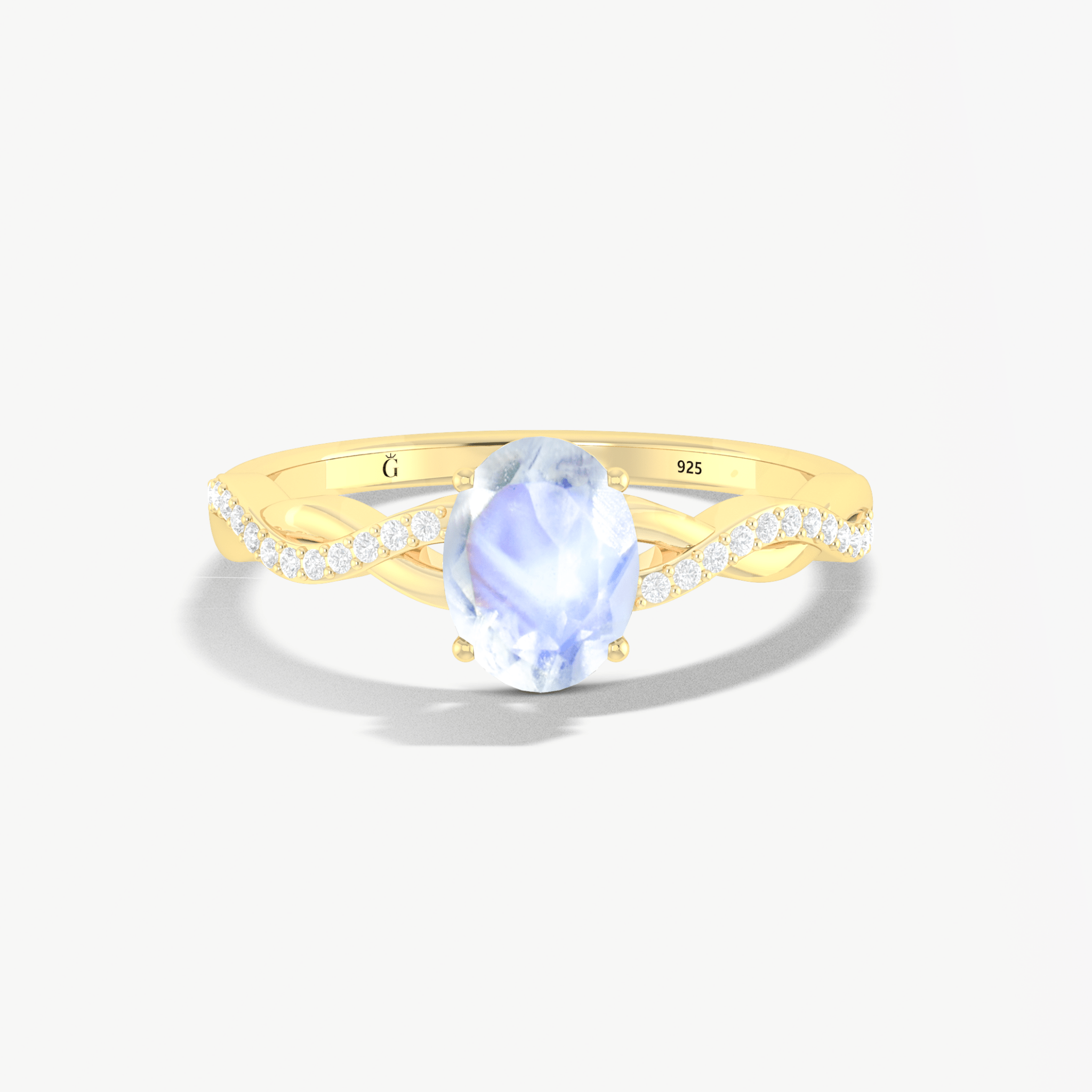 Genuine white rainbow moonstone Handmade ring - Goodstone Jewels