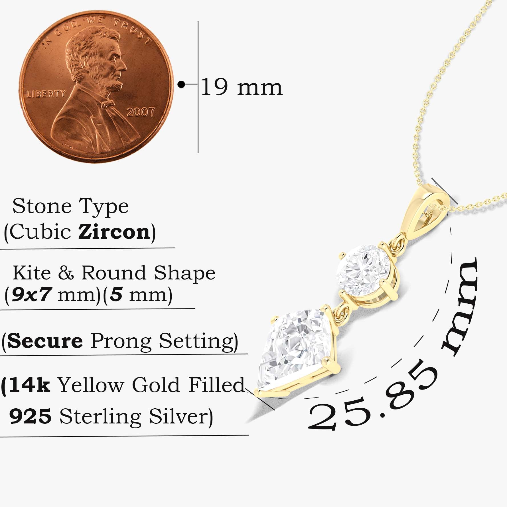 Gorgeous sparkle Zircon pendant 925 Sterling silver or Gold Vermail chain - Goodstone Jewels