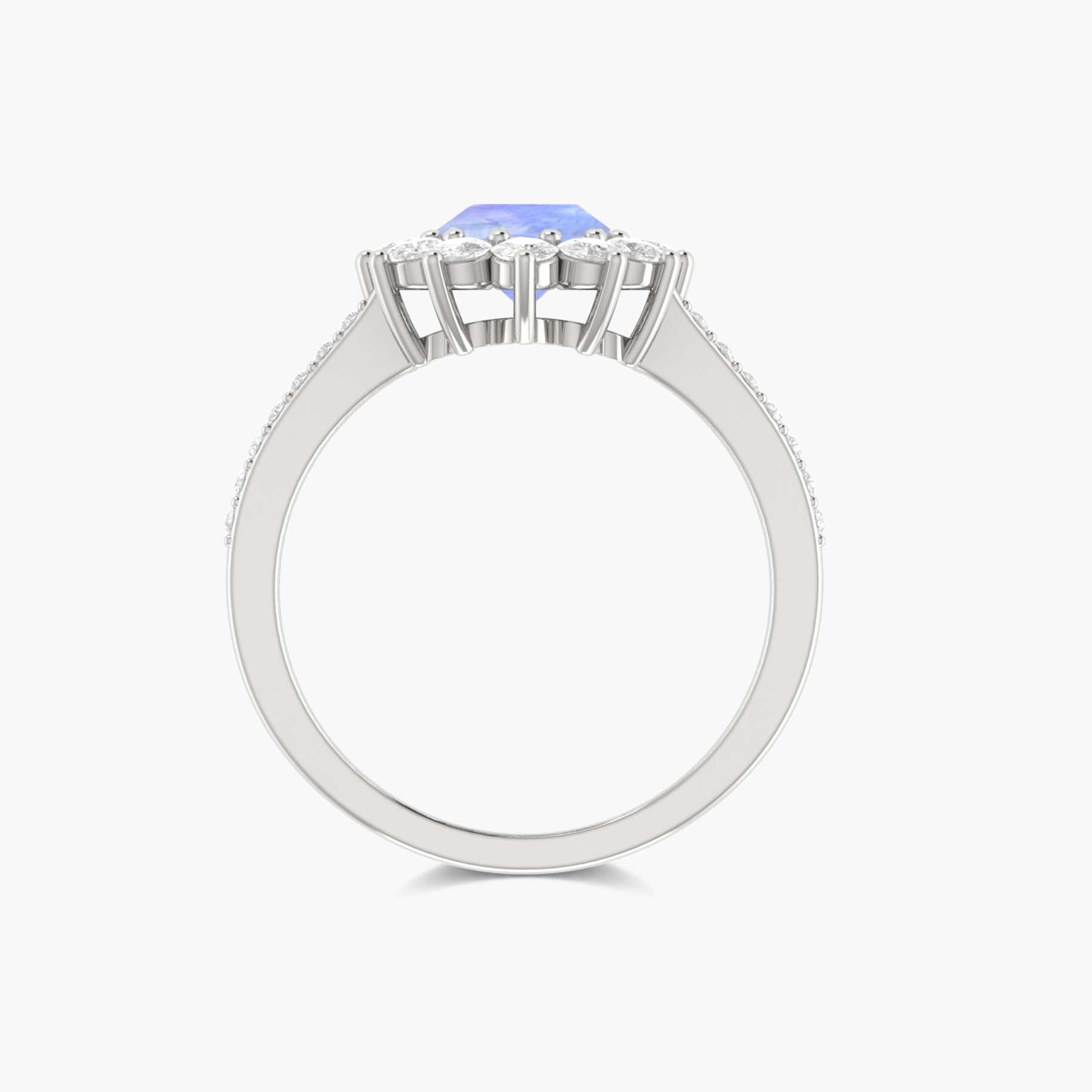 Gorgeous white Rainbow Moonstone Gold Wedding ring - Goodstone Jewels