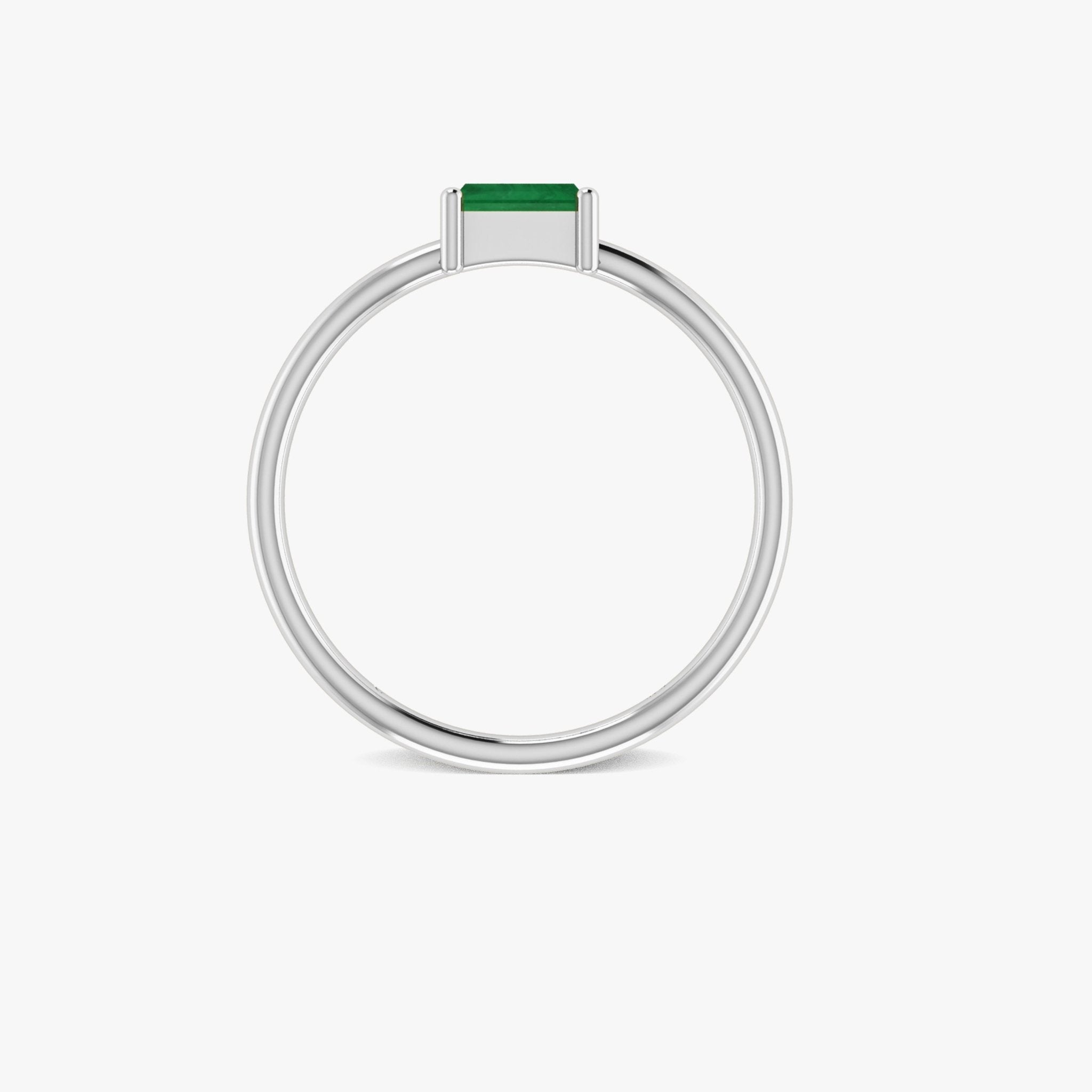 Green Emerald Baguette Gemstone Minimalist Ring - Goodstone Jewels