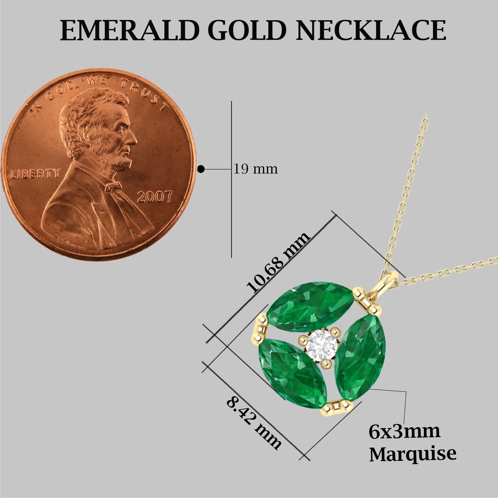 Green Emerald Three Stone Round Pendant - Goodstone Jewels