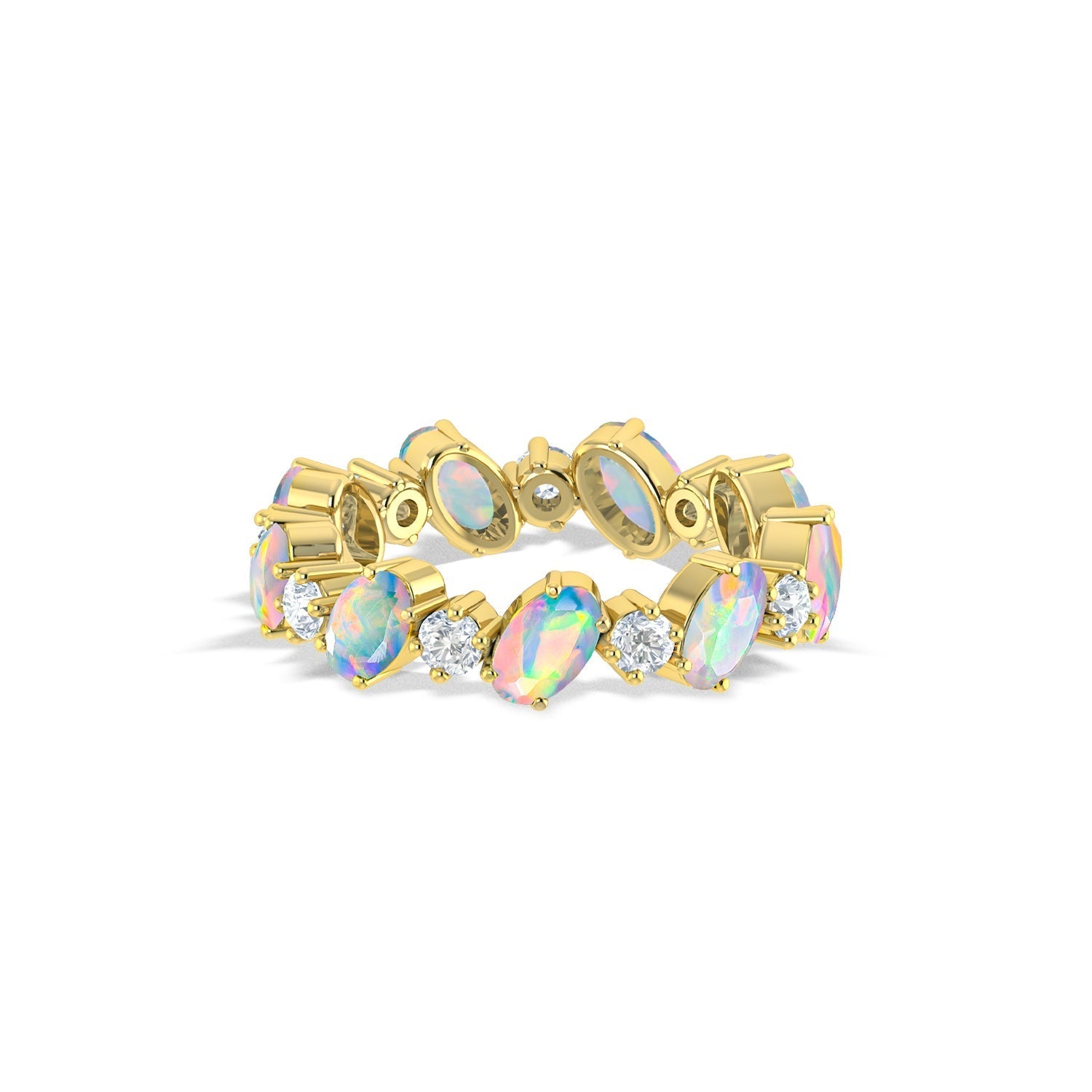 Green Fire Oval Faceted Opal Ring for Women - Goodstone Jewels