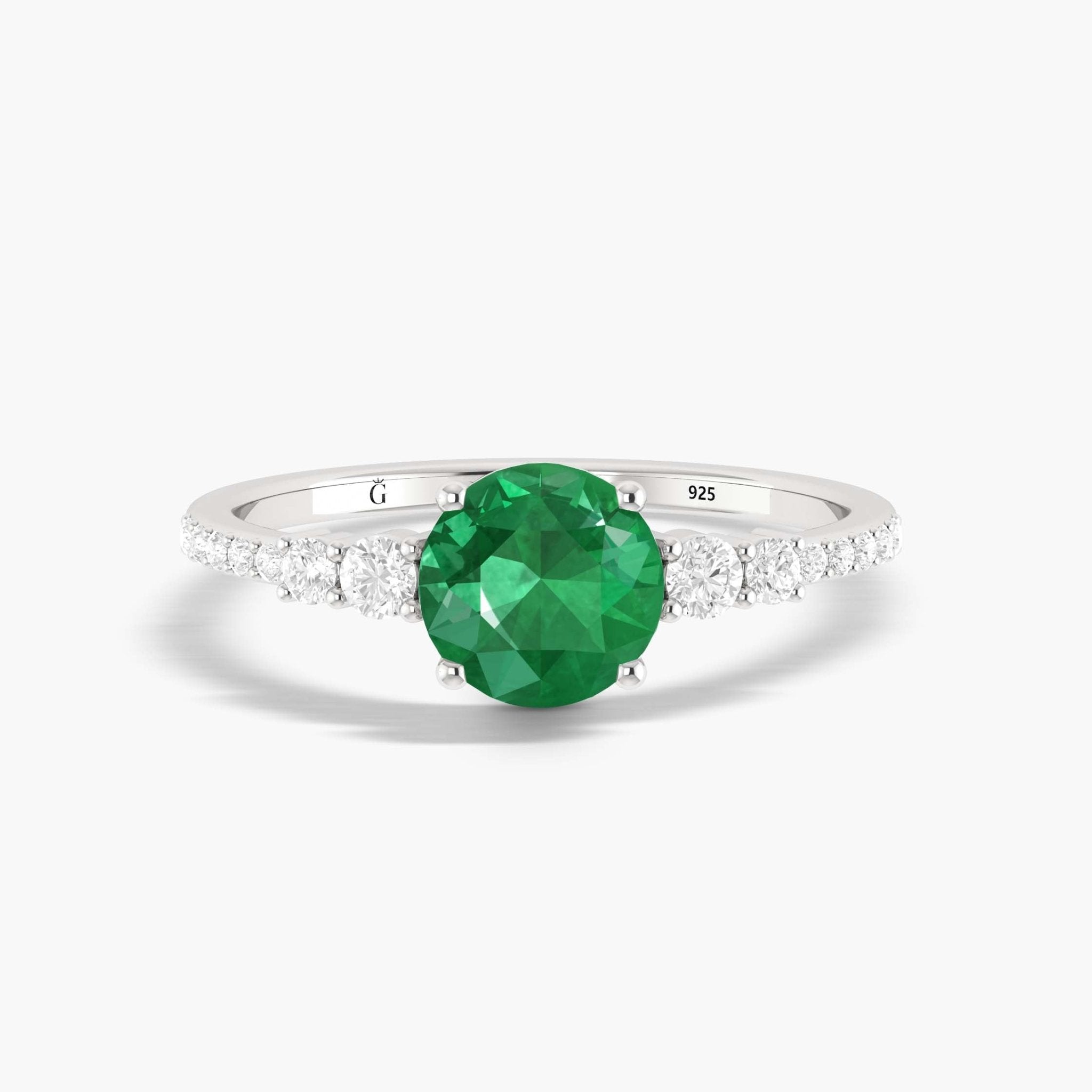 Green Lab Grown 6MM Round Emerald Ring - Goodstone Jewels