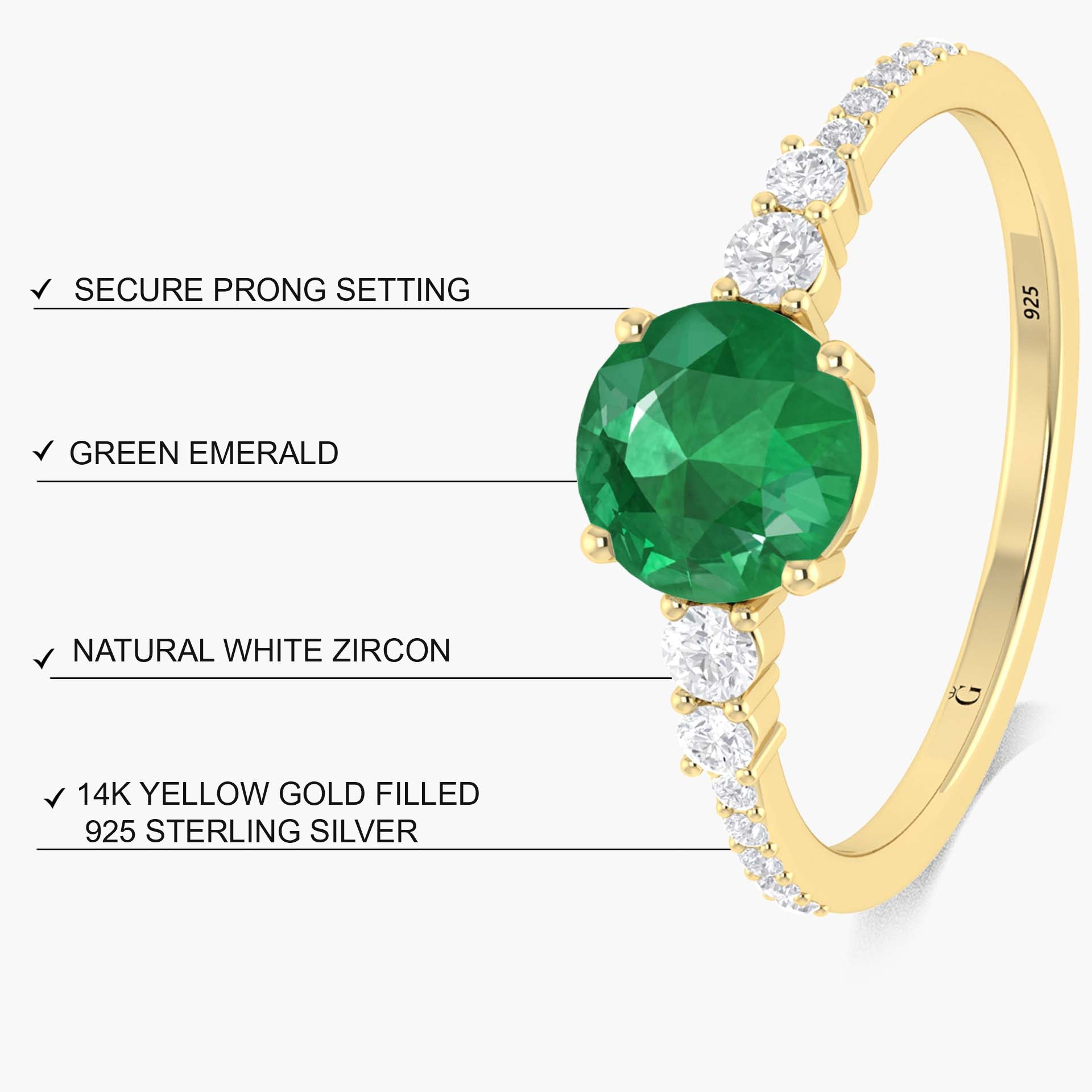 Green Lab Grown 6MM Round Emerald Ring - Goodstone Jewels