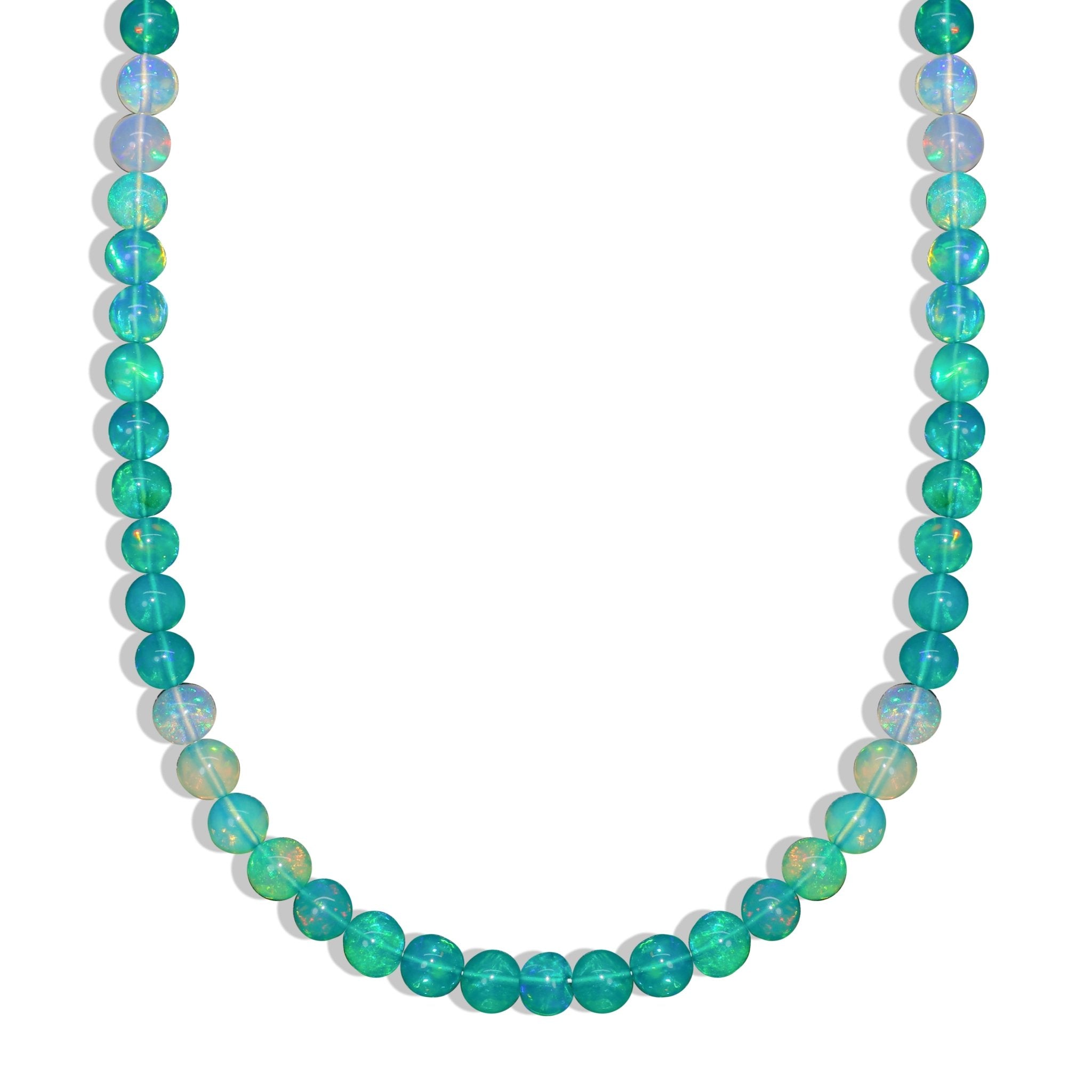 Green Opal Necklace in Round Shaded Gemstone Beads Jewelry