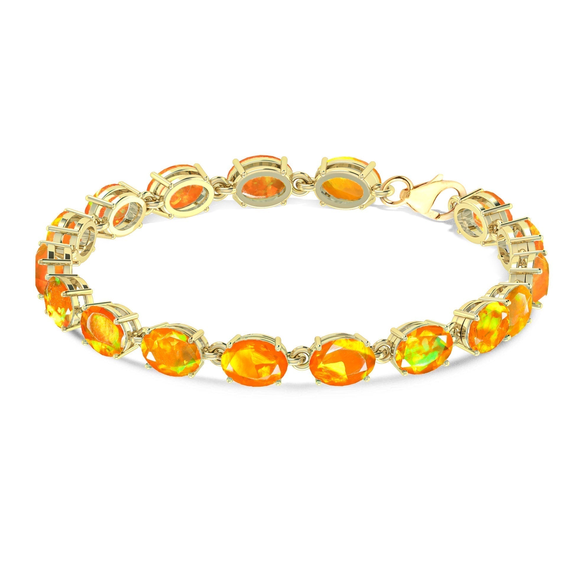 Green Natural Fire Opal Gemstone Tennis Bracelet - Goodstone Jewels
