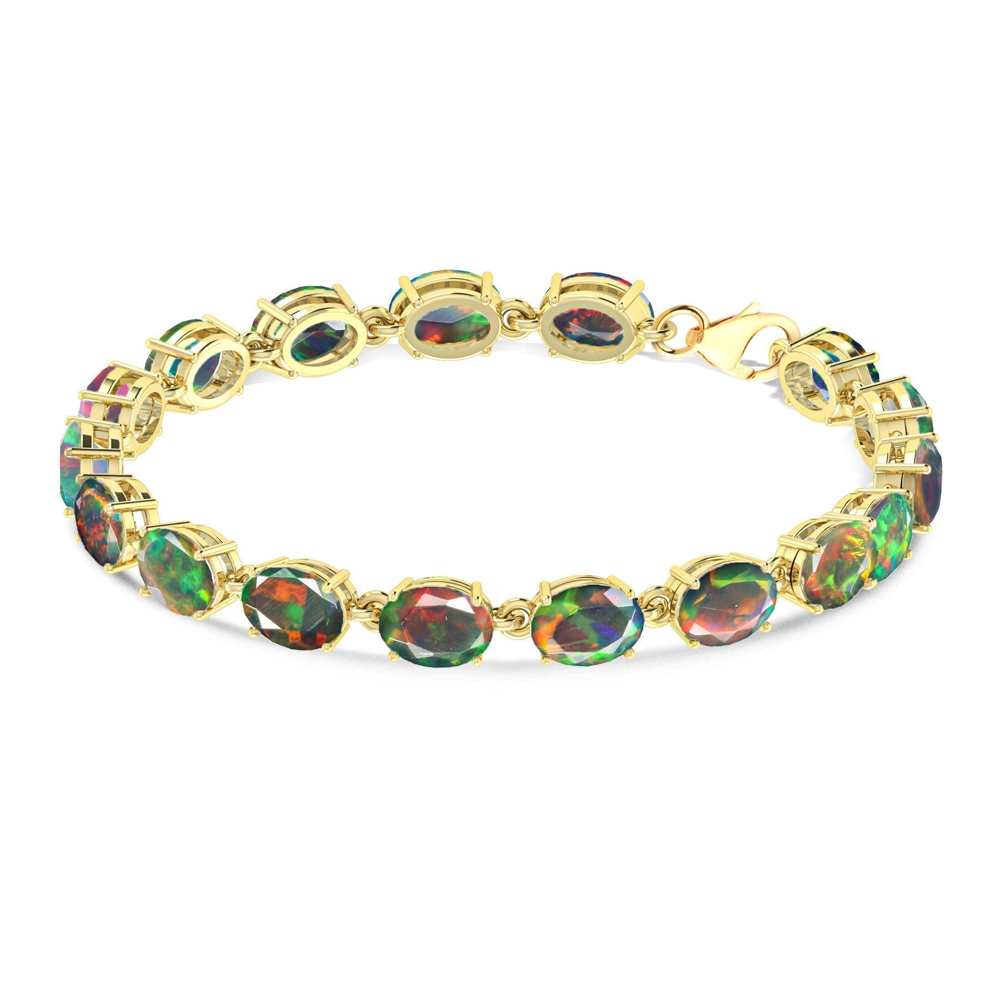 Green Natural Fire Opal Gemstone Tennis Bracelet - Goodstone Jewels