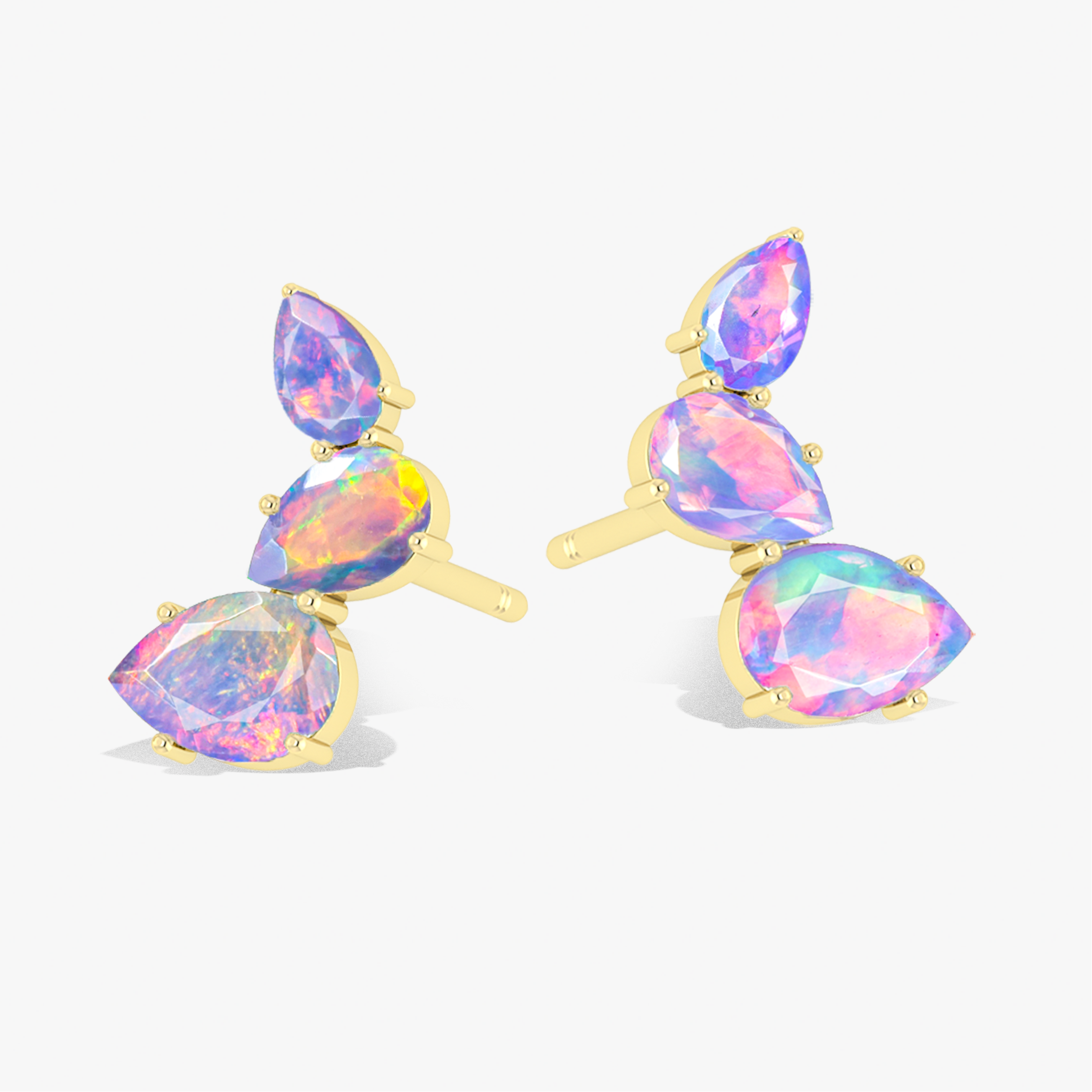 Lavender Opal Pear Horn Style Stud Earrings