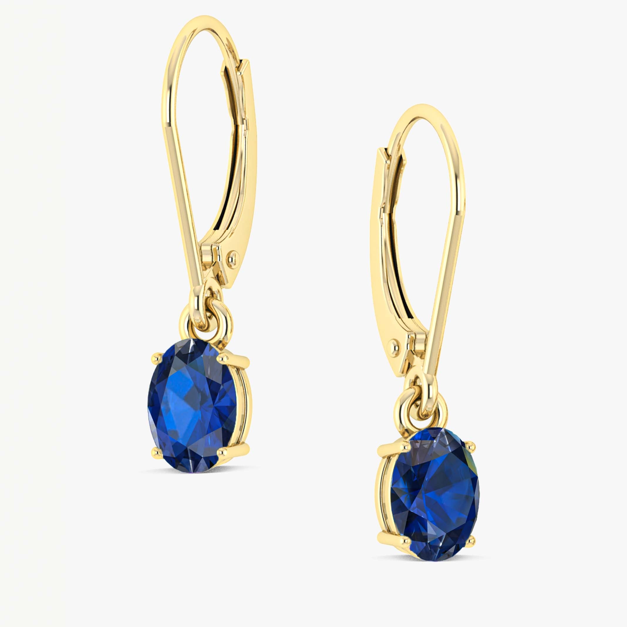 Blue Sapphire Gemstone Oval Stone Dangle Earring