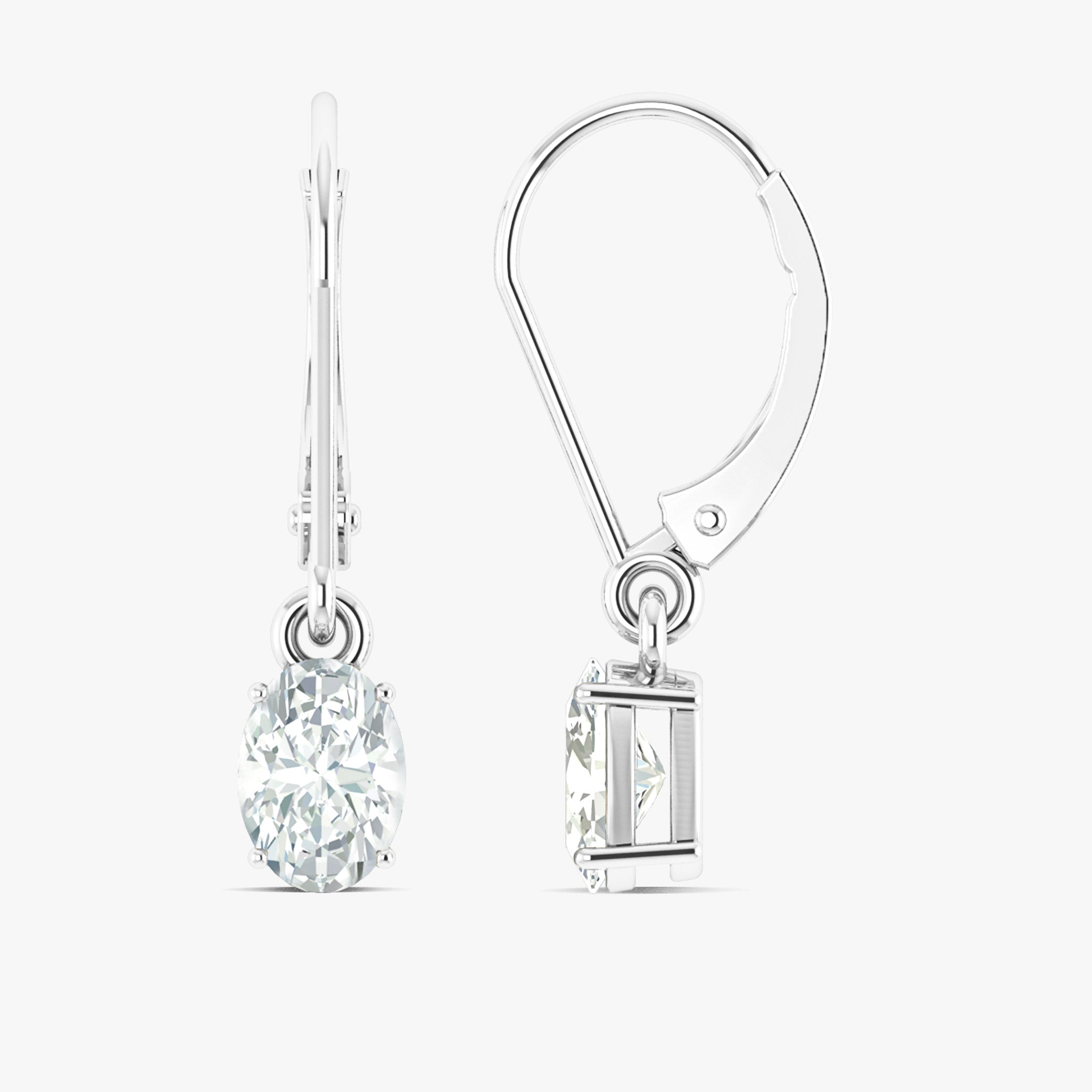 White Zircon Oval Gemstone Dangle Earring