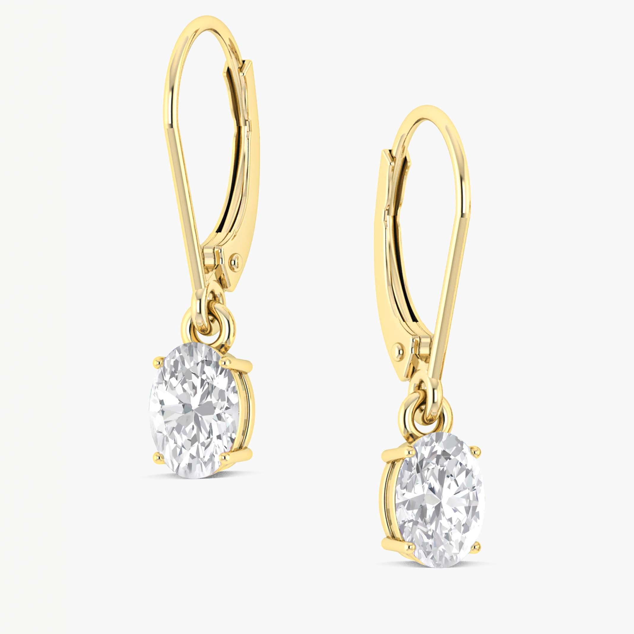 White Zircon Oval Gemstone Dangle Earring