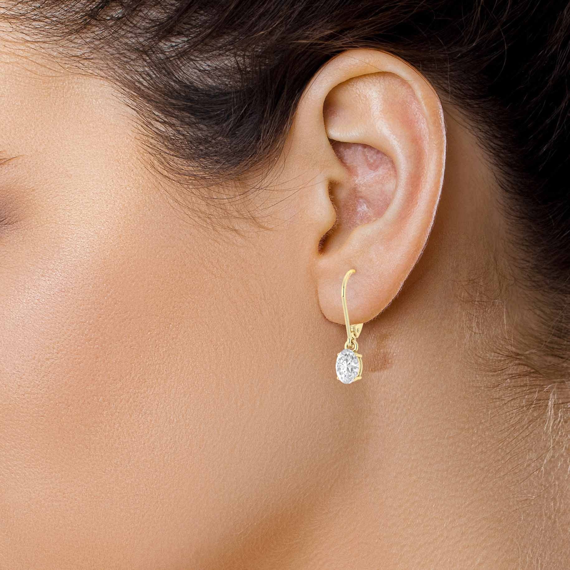 White Zircon Oval Gemstone Dangle Earring