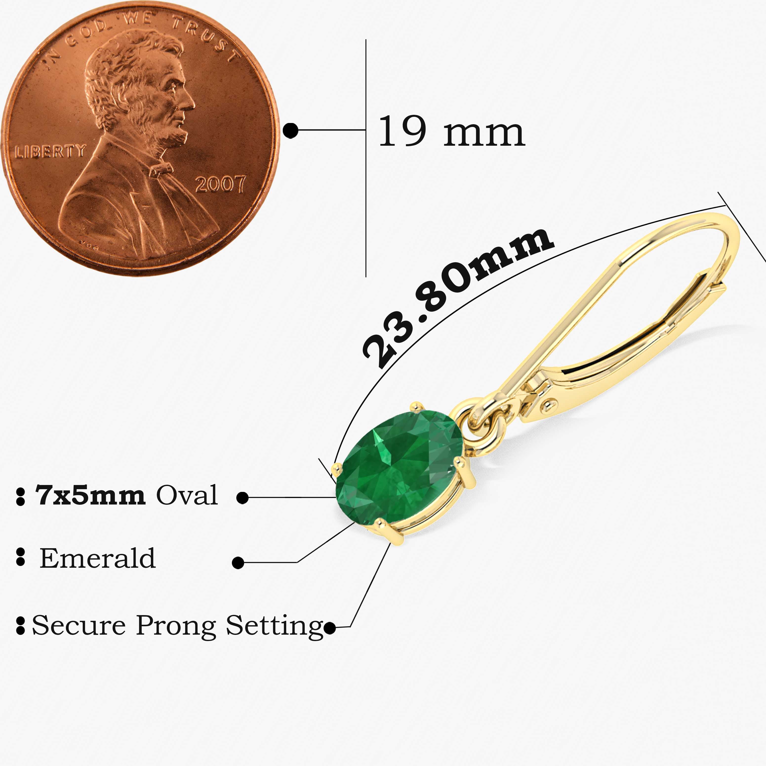 Green Emerald Gemstone Oval Stone Dangle Earring