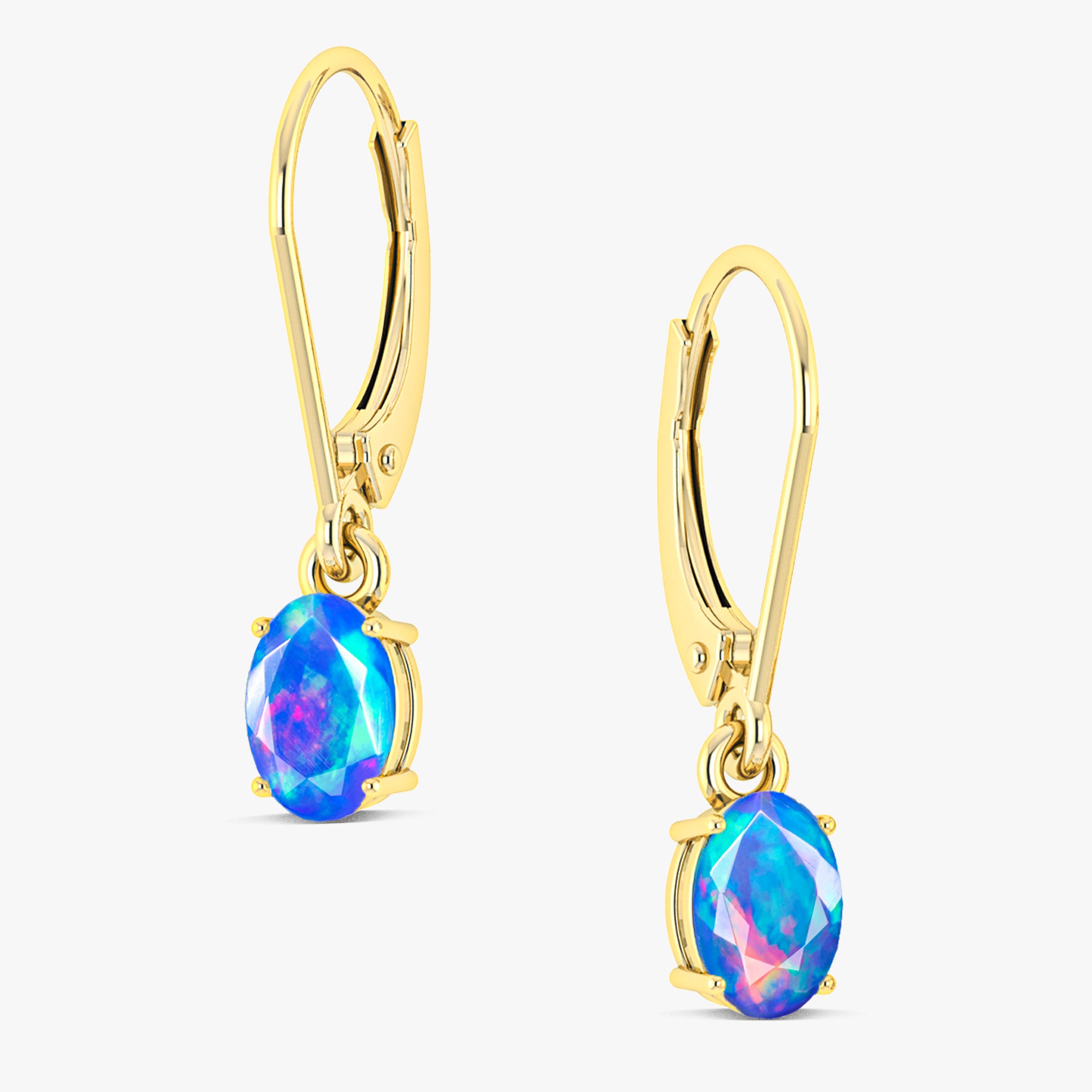 Blue Opal Oval Earring