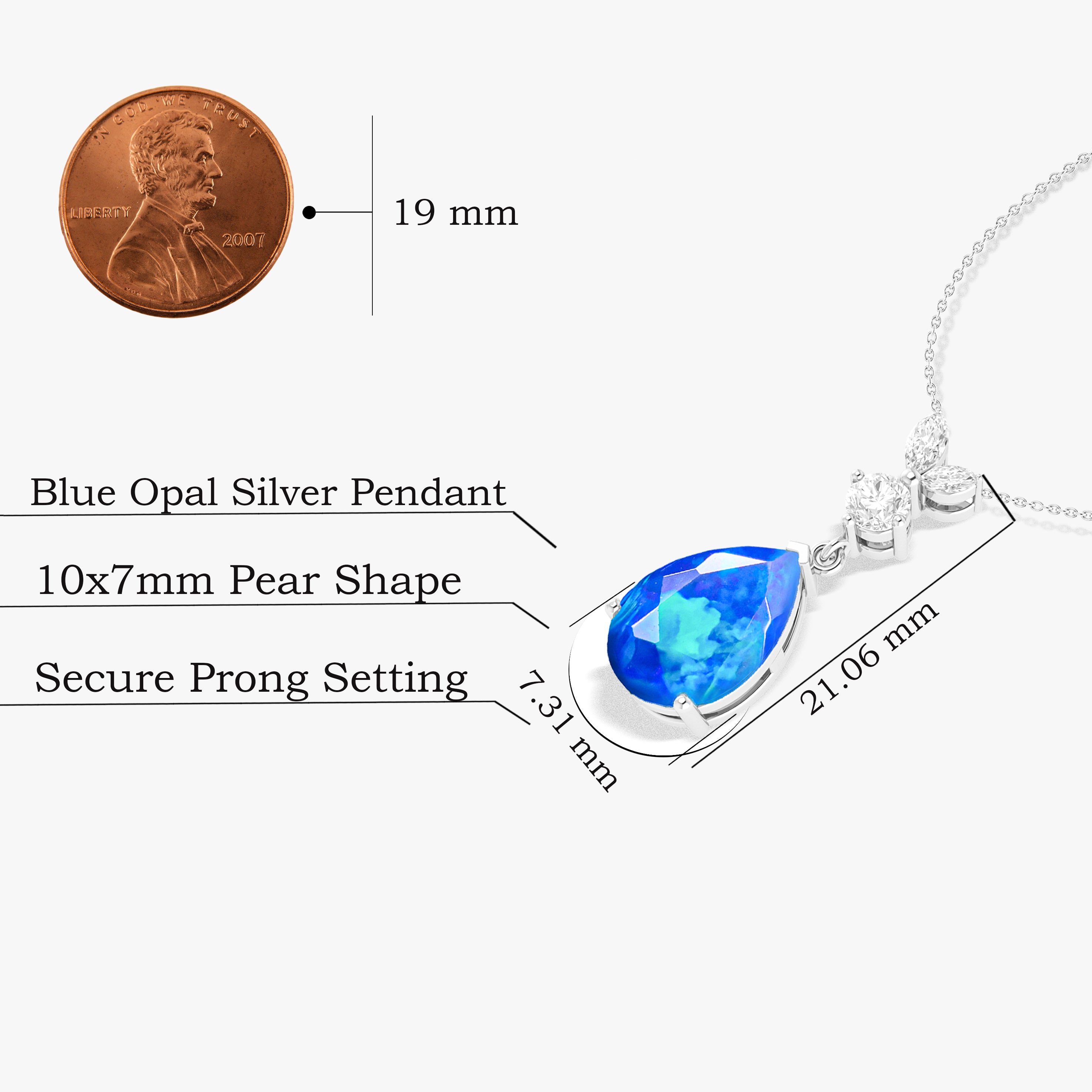 Blue Opal Pear Gemstone Pendant