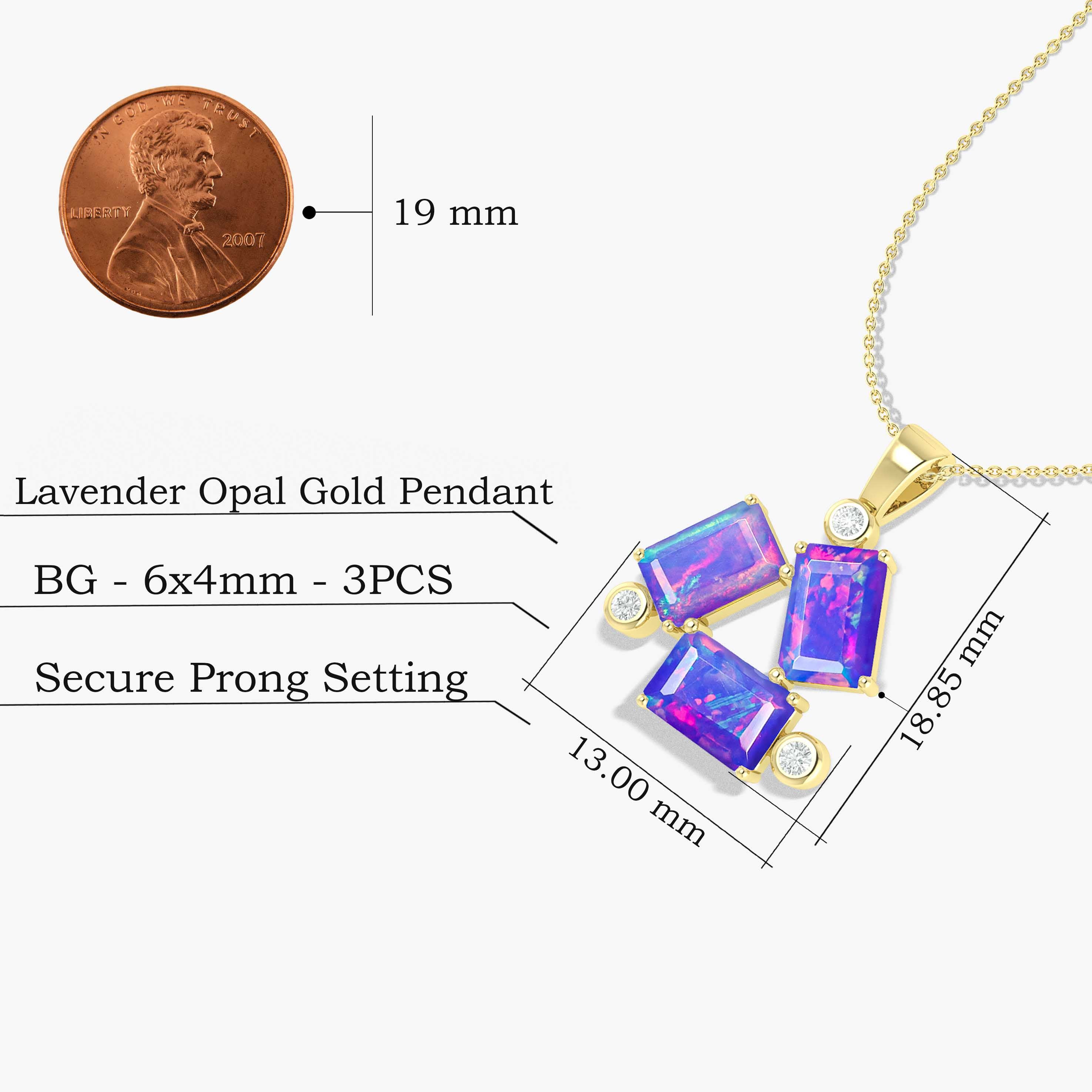 Lavender Opal Baguette Gemstone Charm Pendant