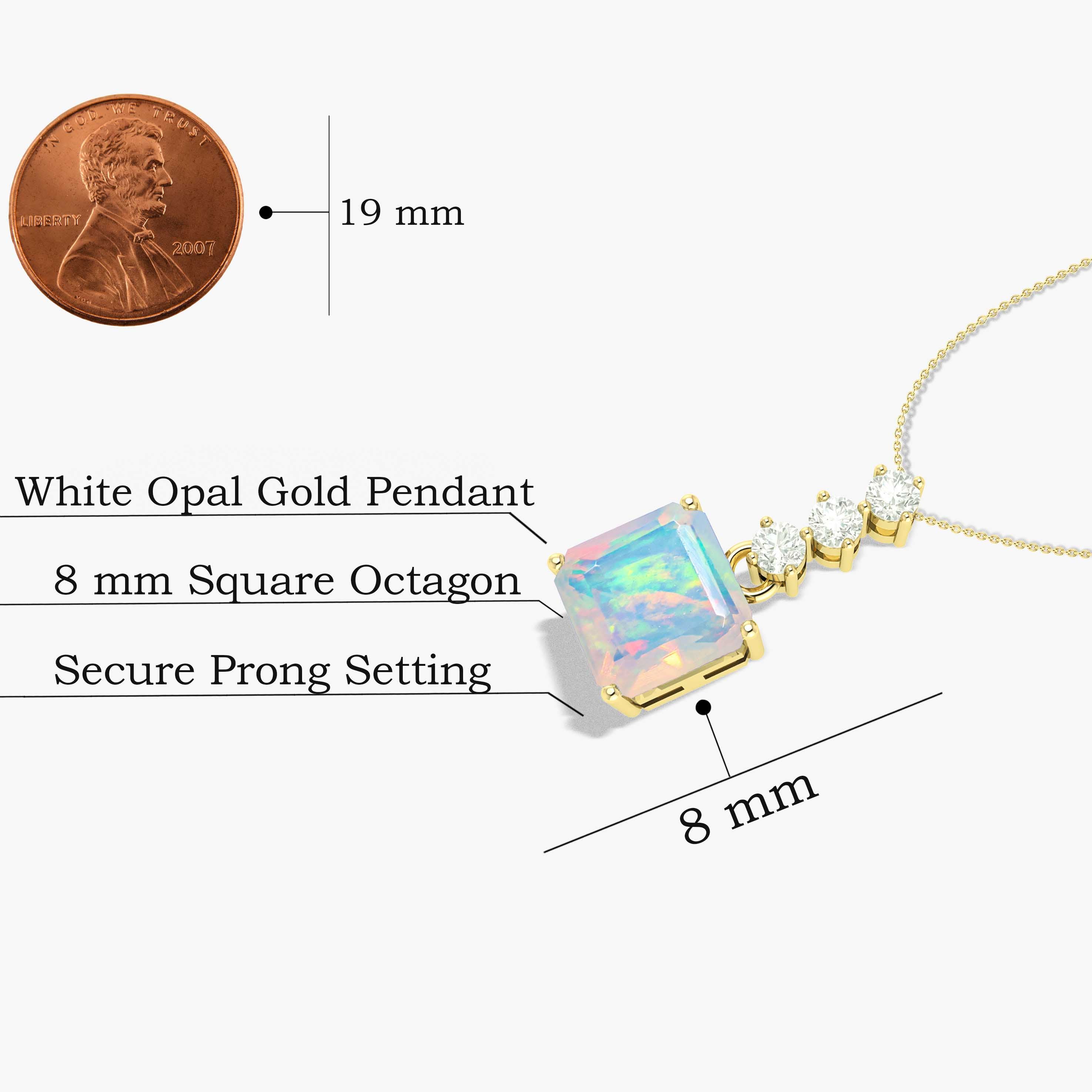 Multifire White Opal Octagon Gemstone Pendant