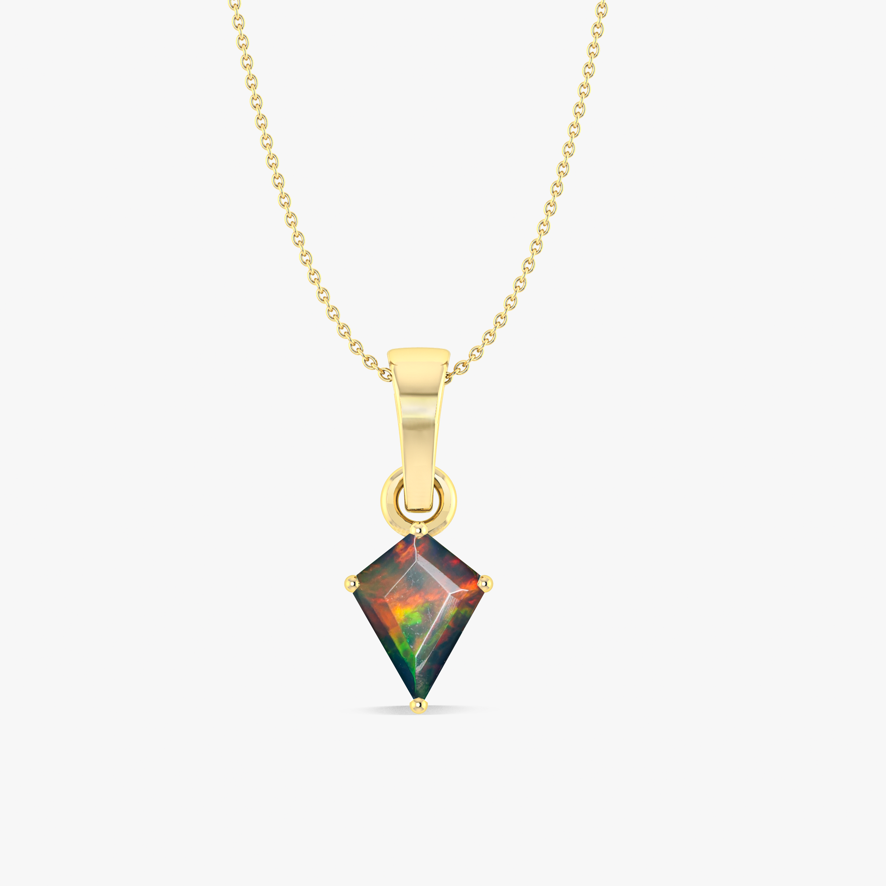 Black Opal Kite Gemstone Pendant Necklace