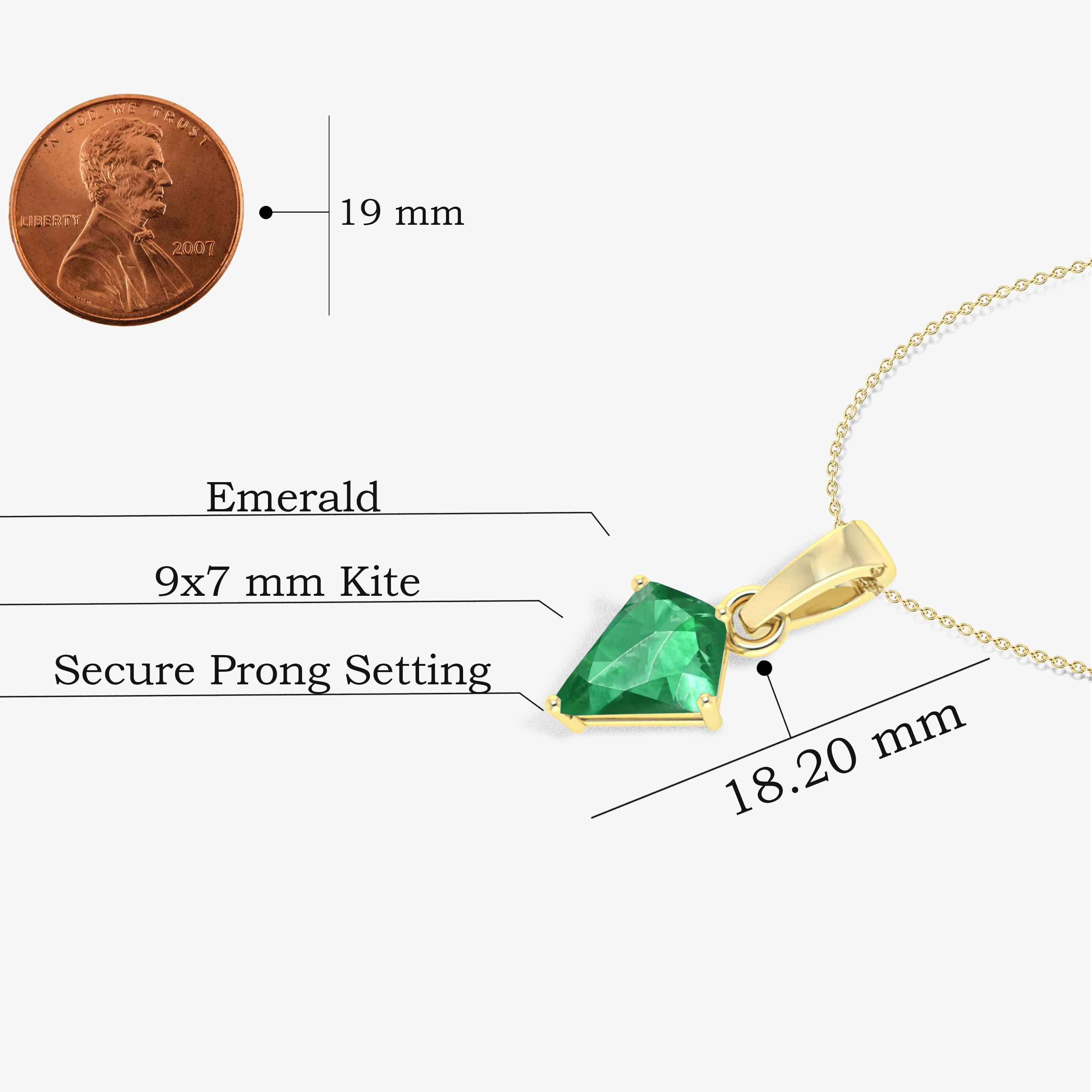Emerald Kite Gemstone Pendant Necklace