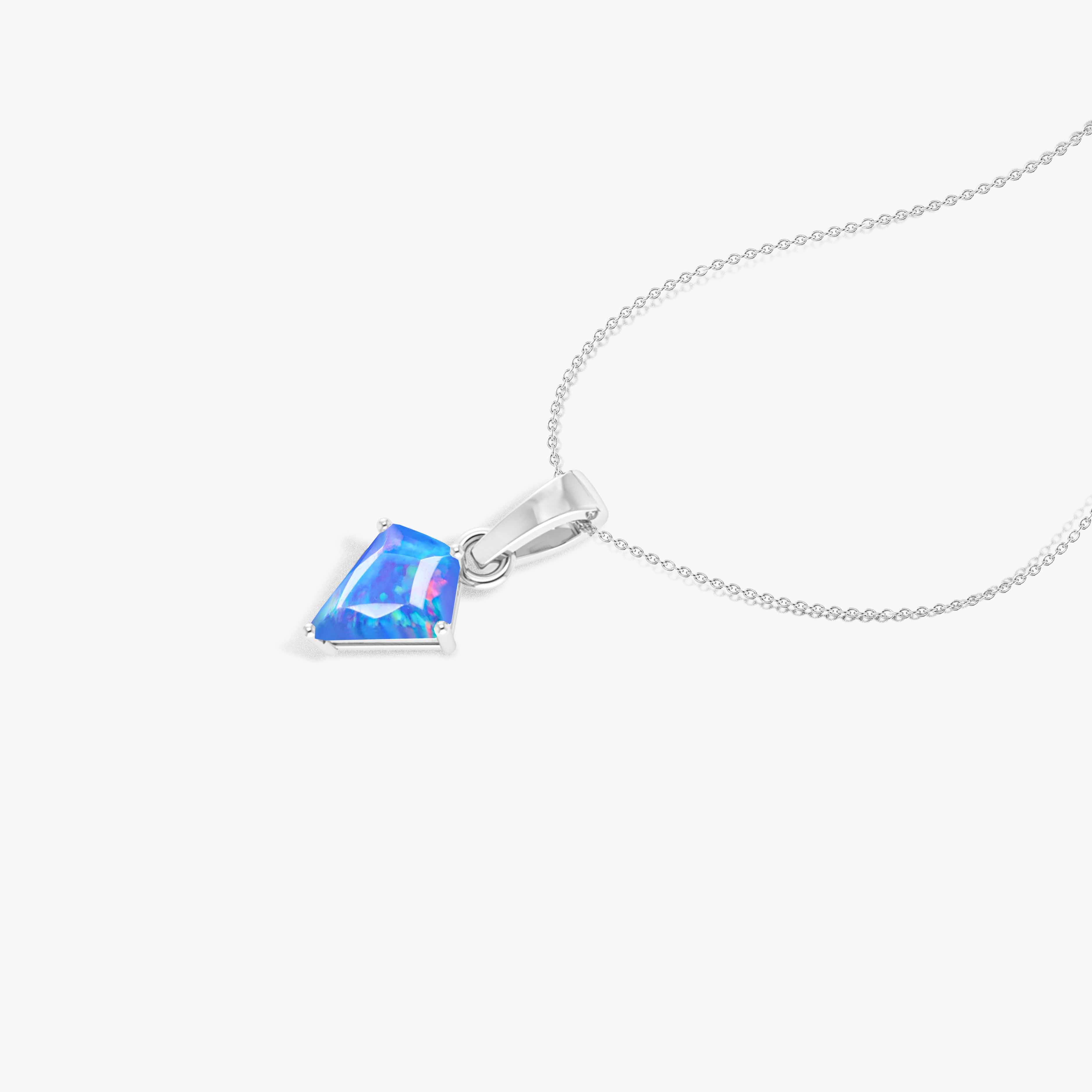 Blue Opal Kite Gemstone Pendant Necklace