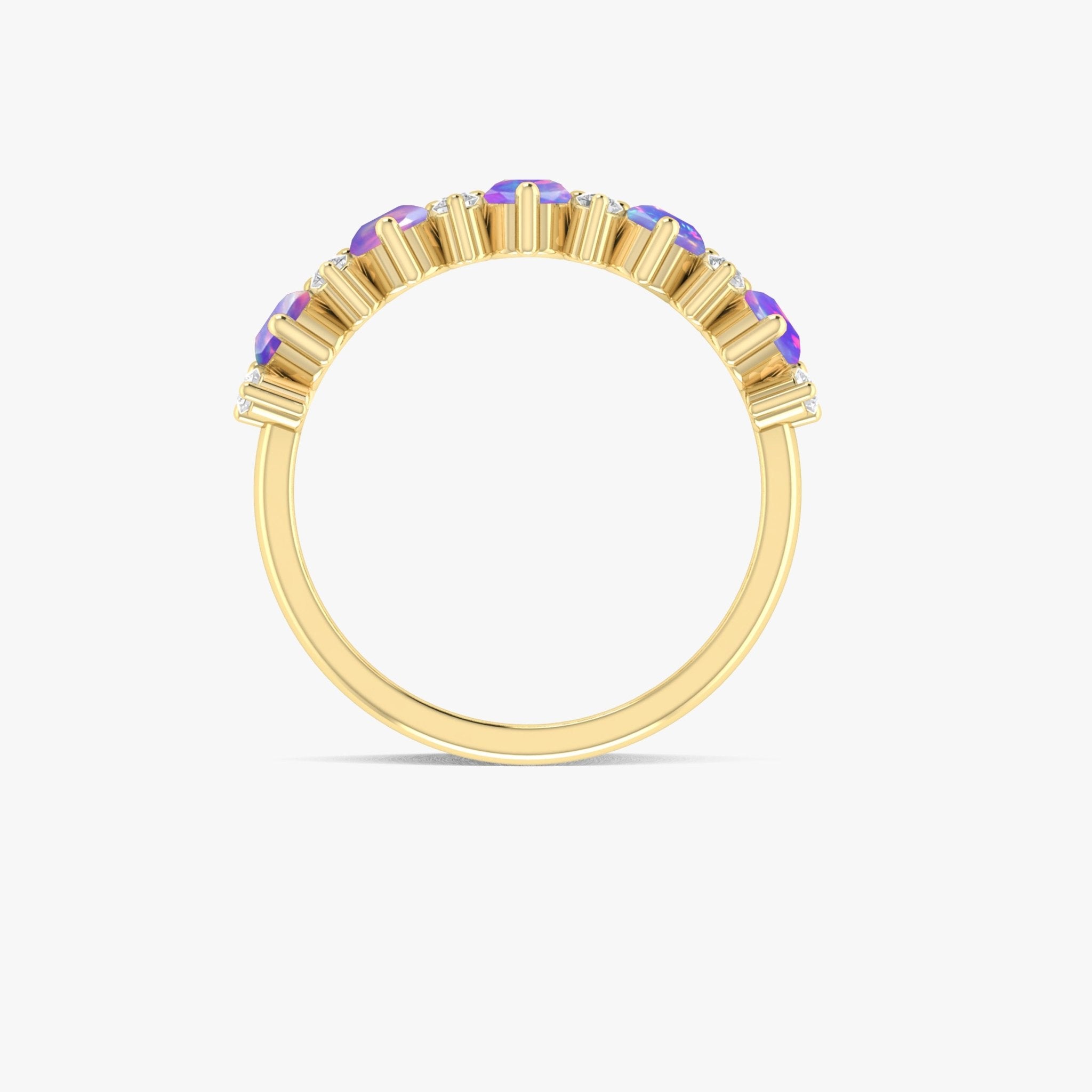 Half Eternity Ring with Natural Lavender Opal and White Zircon - Goodstone Jewels