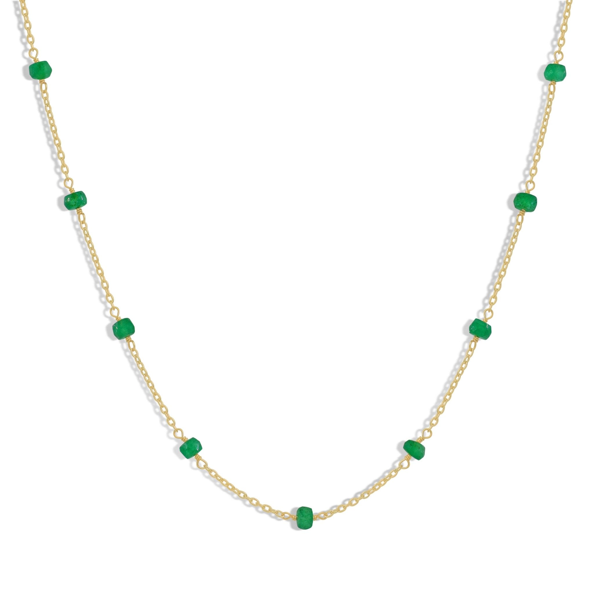 Handmade Emerald Smooth Beaded Chain Necklace - Goodstone Jewels