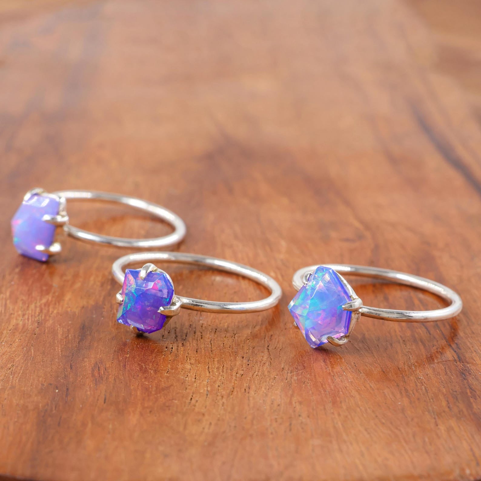 Lavender Fire Opal Handmade Ring