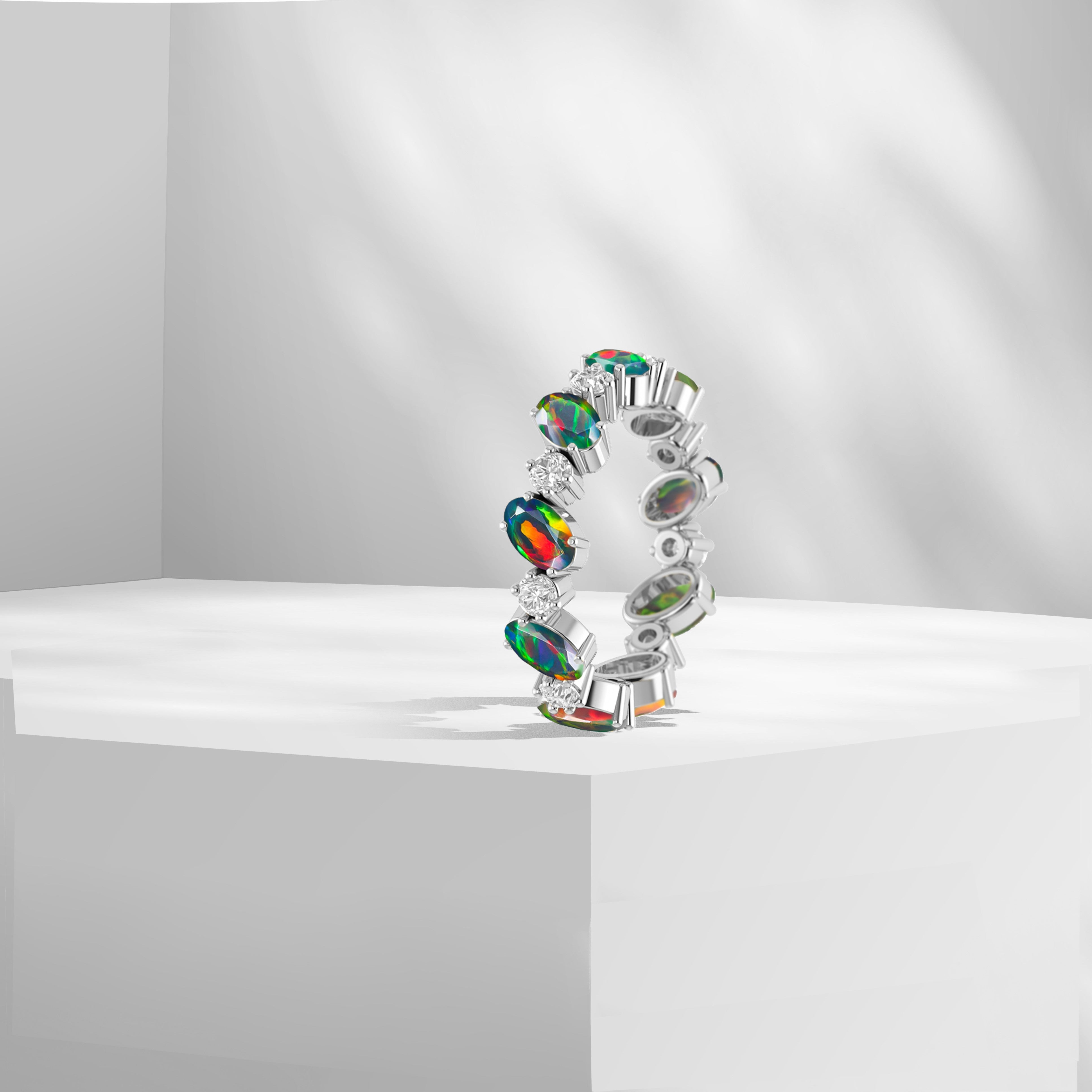 Black Opal Silver RIng