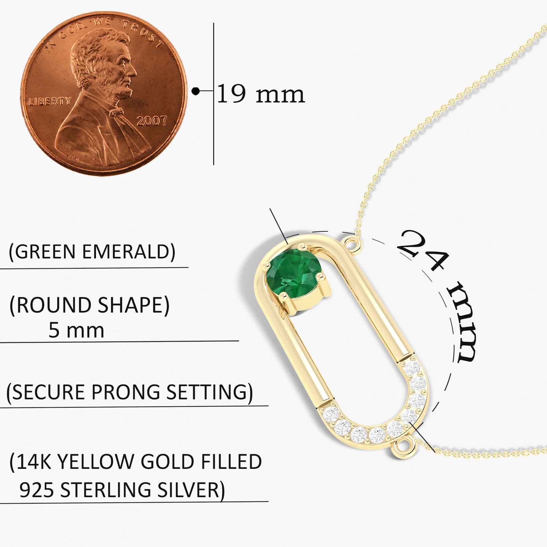 Lab Grown Emerald Pendant Chain necklace for women - Goodstone Jewels