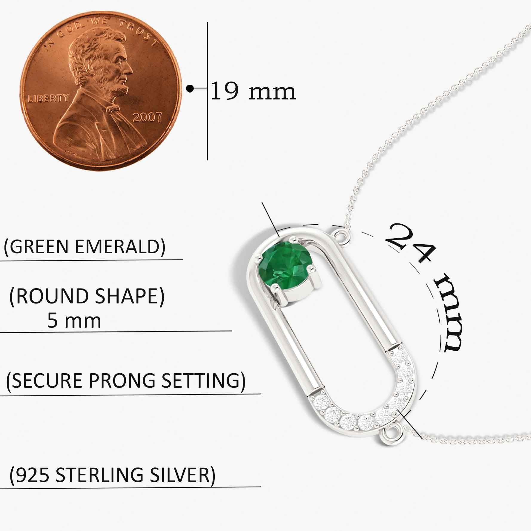 Lab Grown Emerald Pendant Chain necklace for women - Goodstone Jewels