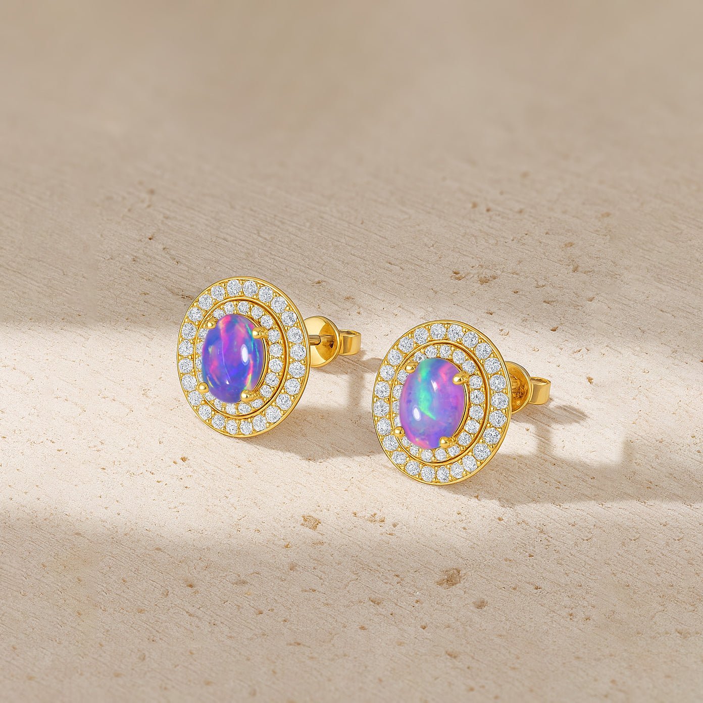 Lavender AAA Opal Push Back Stud Earrings for Her - Goodstone Jewels