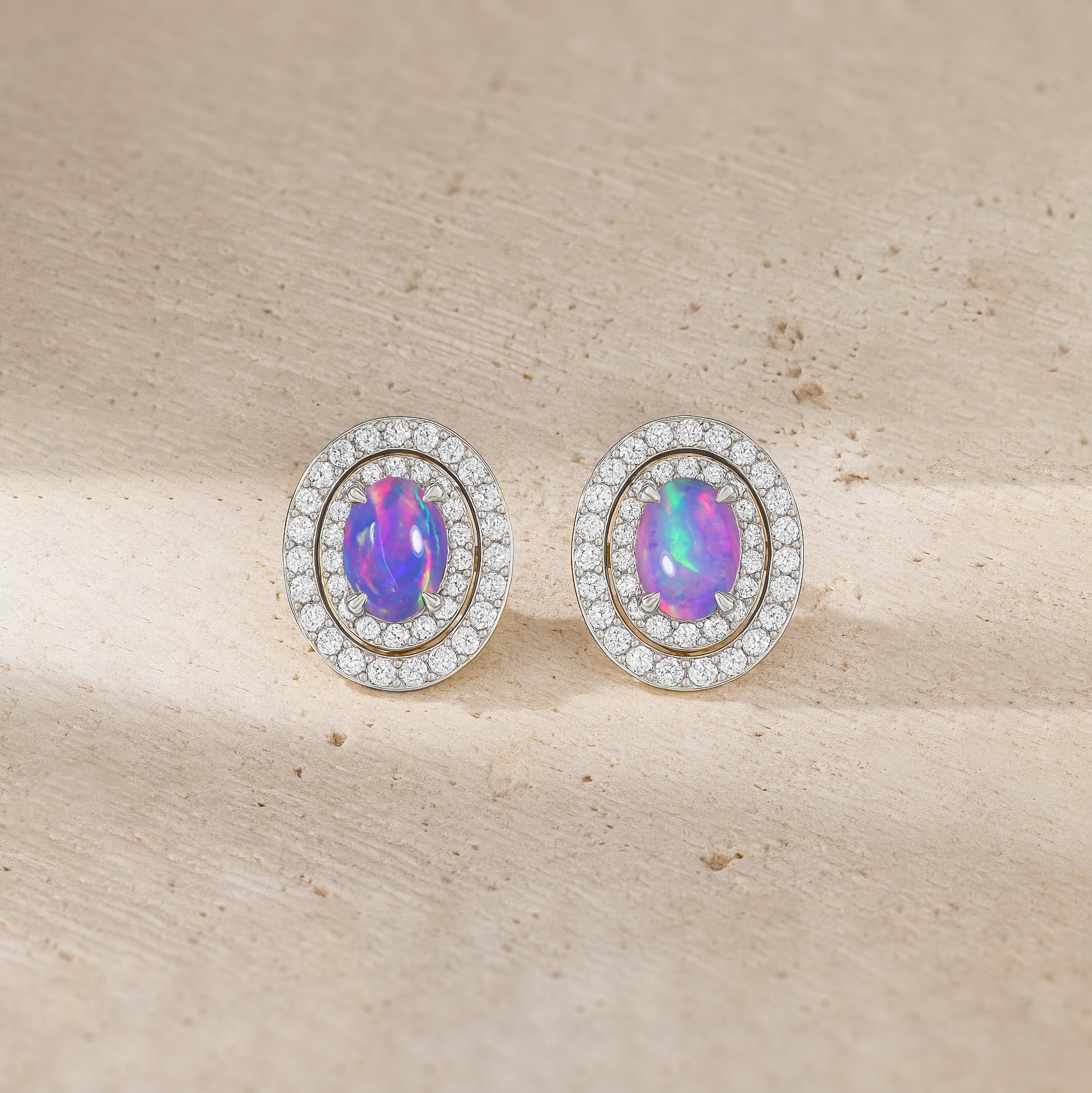 Lavender AAA Opal Push Back Stud Earrings for Her - Goodstone Jewels