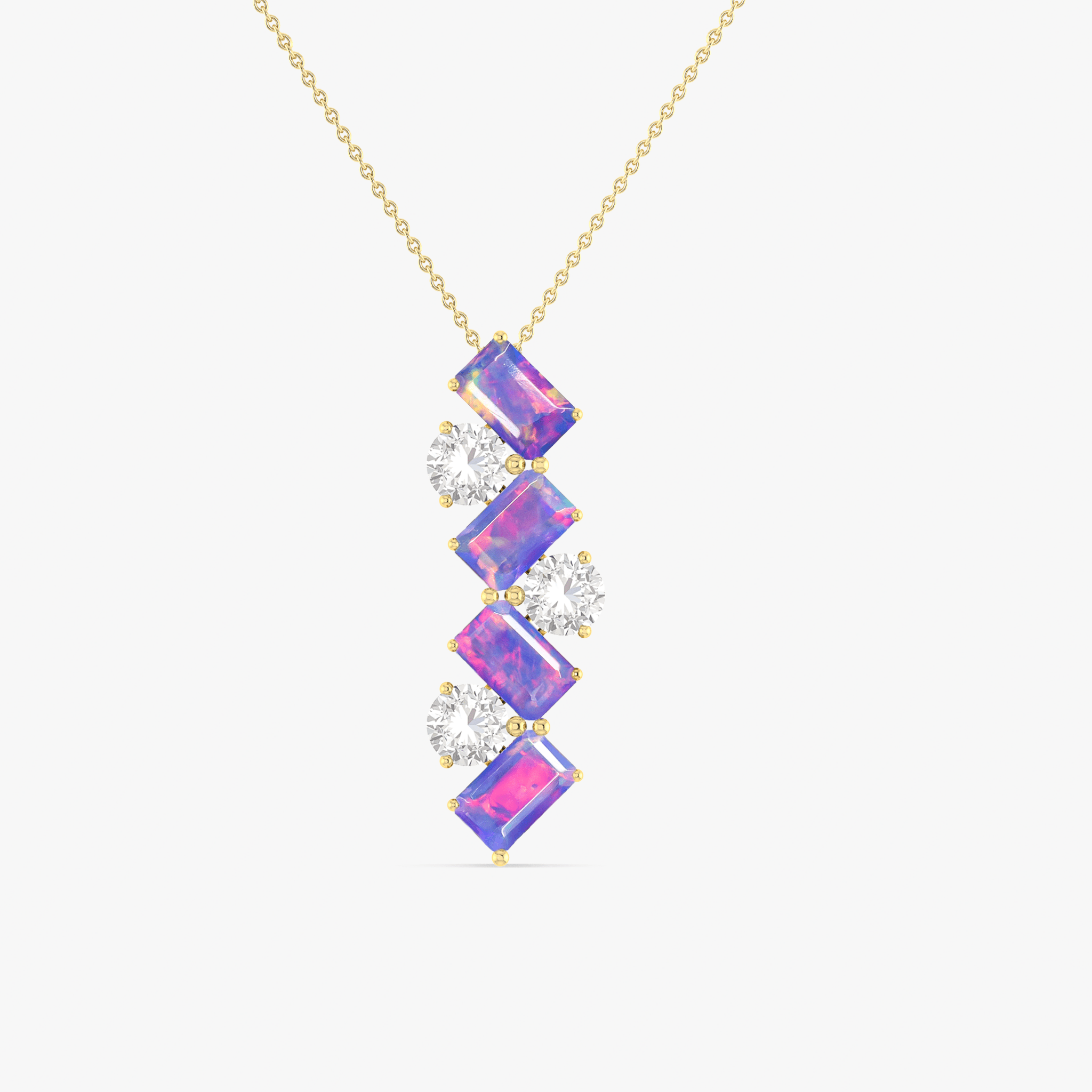 Lavender Baguette Opal Gemstone Charm Pendant - Goodstone Jewels
