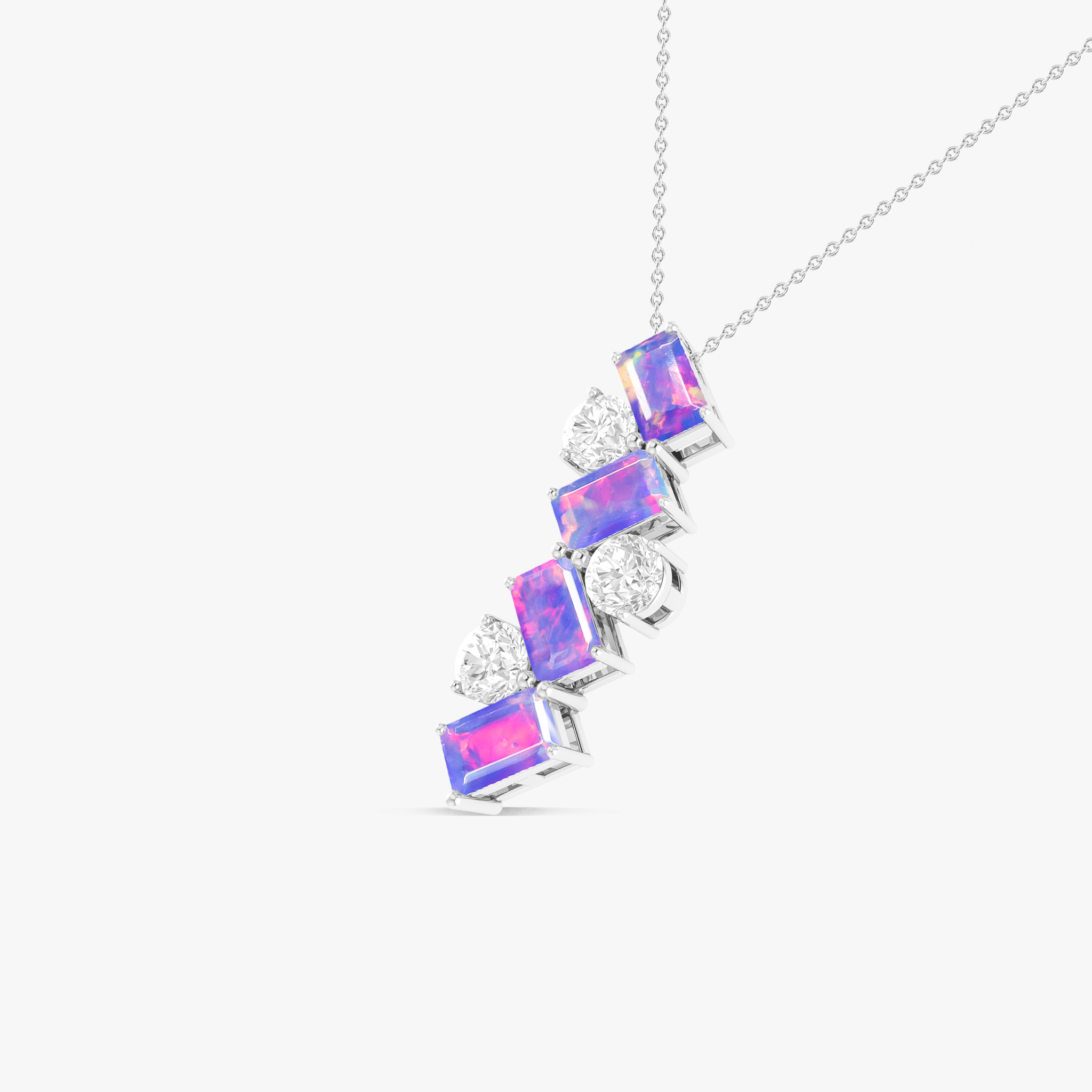 Lavender Baguette Opal Gemstone Charm Pendant - Goodstone Jewels