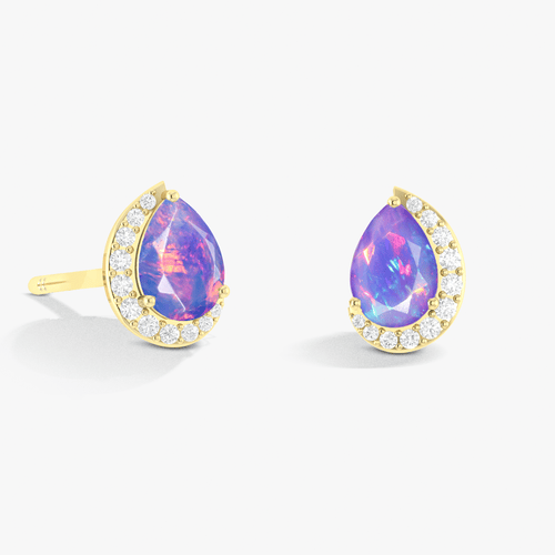 Lavender Ethiopian Opal Pear Design Stud Earring