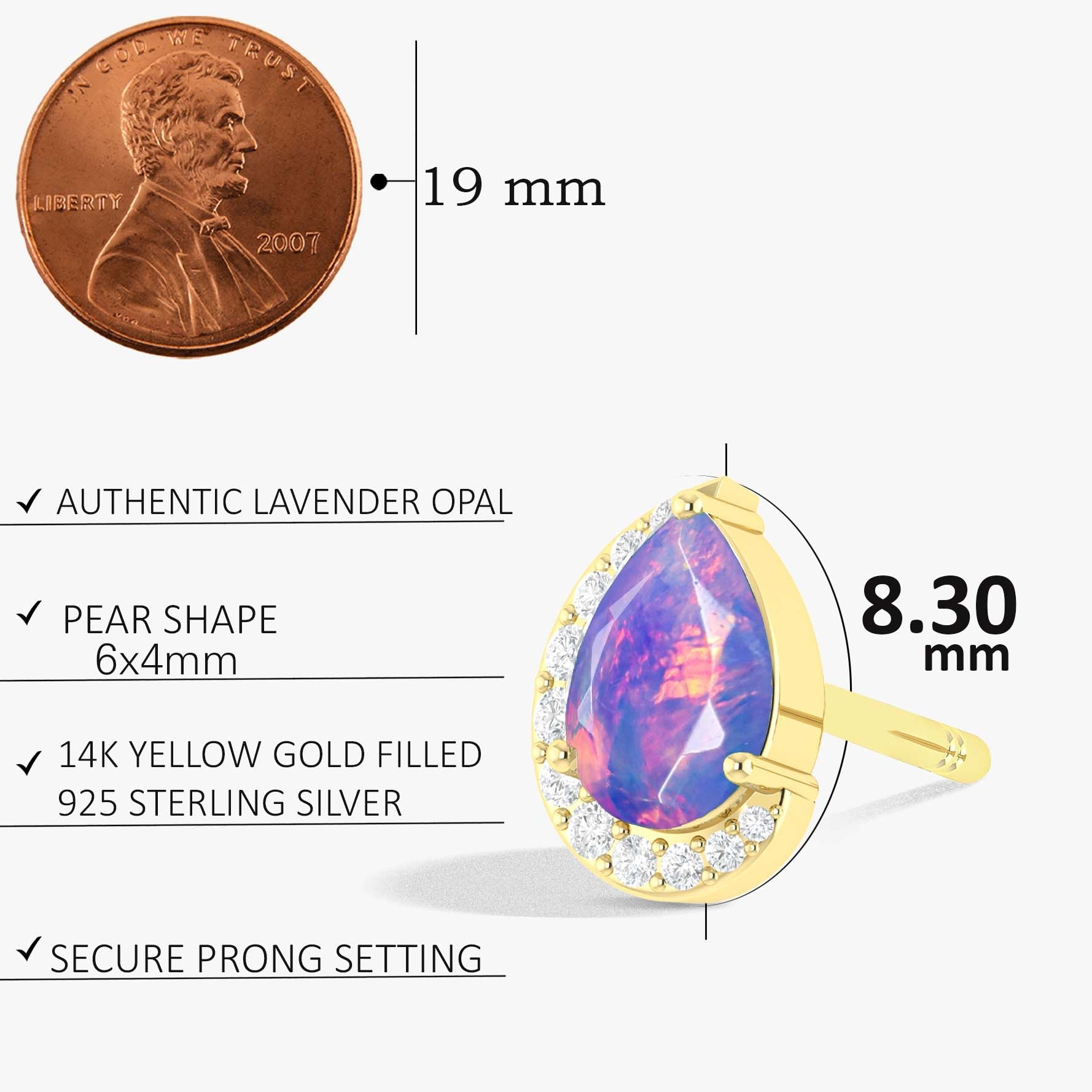 Lavender Ethiopian Opal Pear Design Stud Earring - Goodstone Jewels