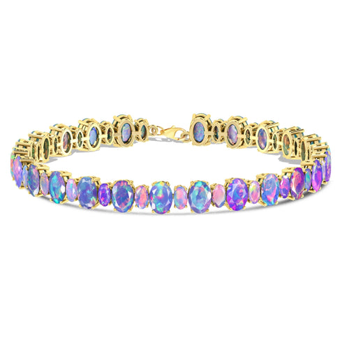 Lavender Fire Opal Oval Shape Gemstone Bracelet
