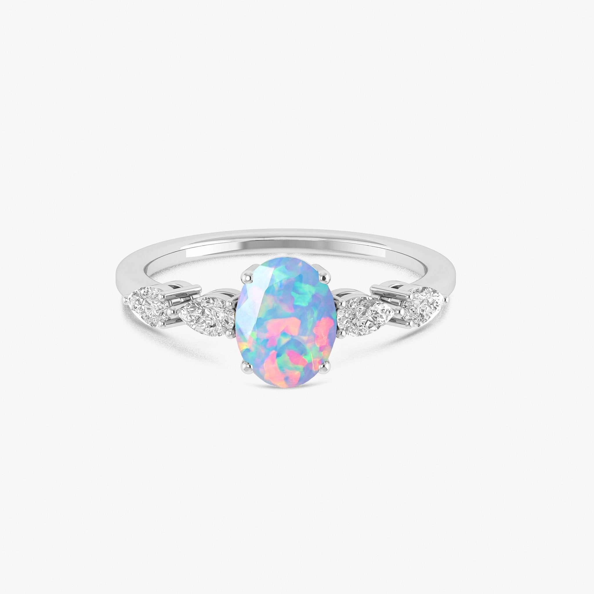 Lavender Genuine Opal Silver Ring for Women - Goodstone Jewels